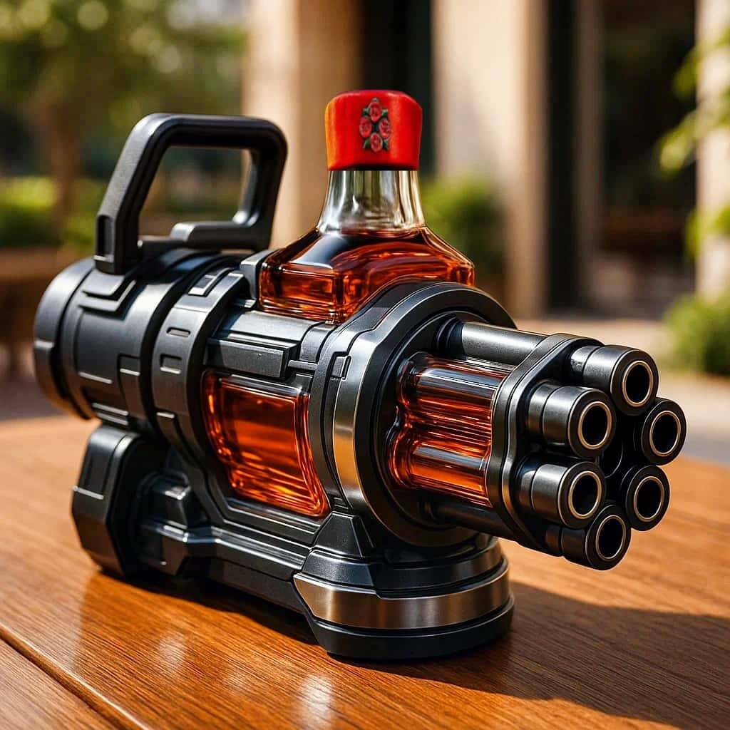 M134 Minigun Whiskey Bottle