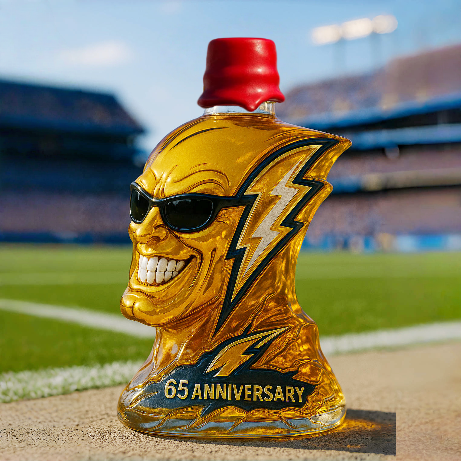 Los Angeles Chargers 65th Anniversary Whiskey Bottle
