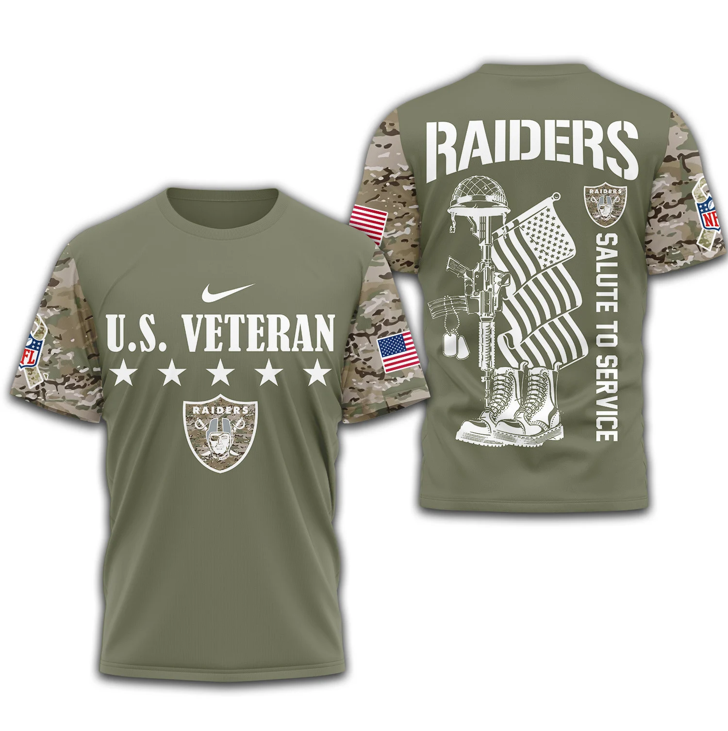 Las Vegas Raiders | Premium NFL Salute To Service 3D Shirt TD