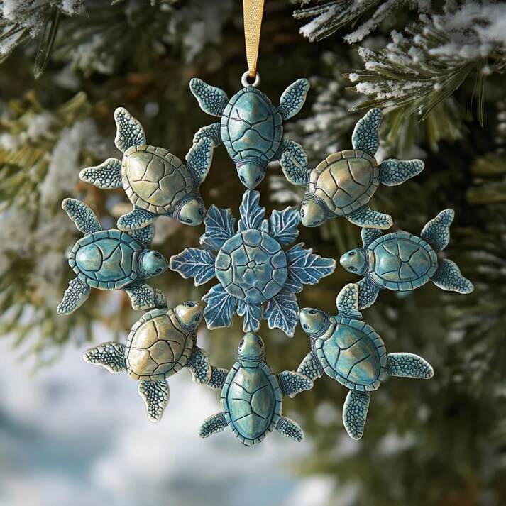 Sea Turtle Snowflake Ornament