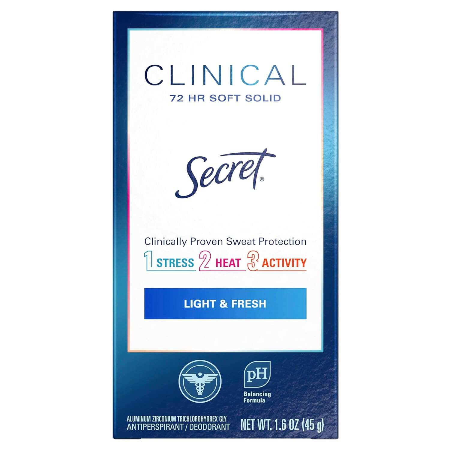 Secret Clinical Strength Antiperspirant and Deodorant Women, Soft Solid Stress Response, 72 Hr Sweat Protection, 1.6 oz (Pack of 3)