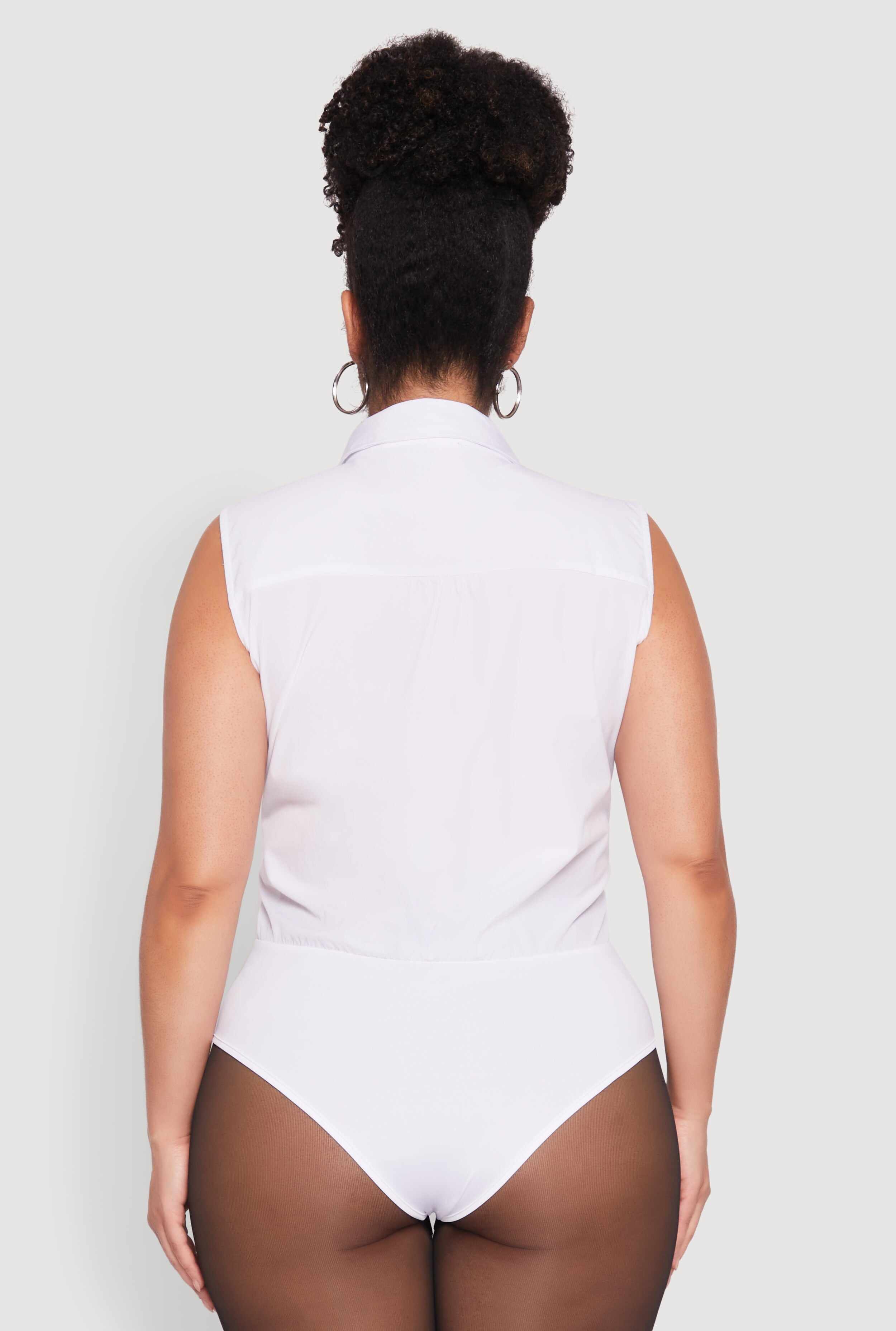 Plus Size Daisy Sleeveless Button Front Bodysuit