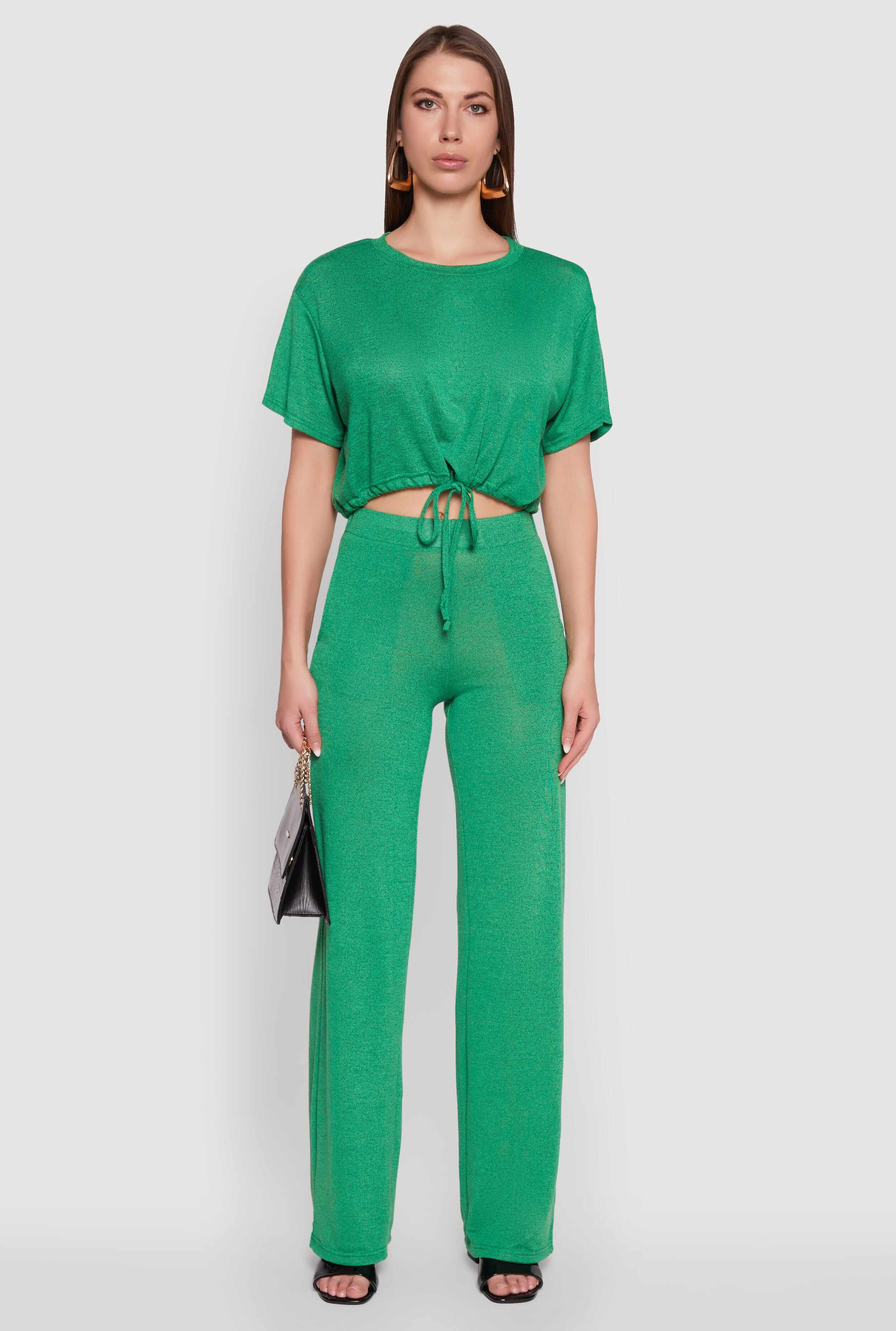 Daisy High Waisted Wide Leg Brushed Knit Pants