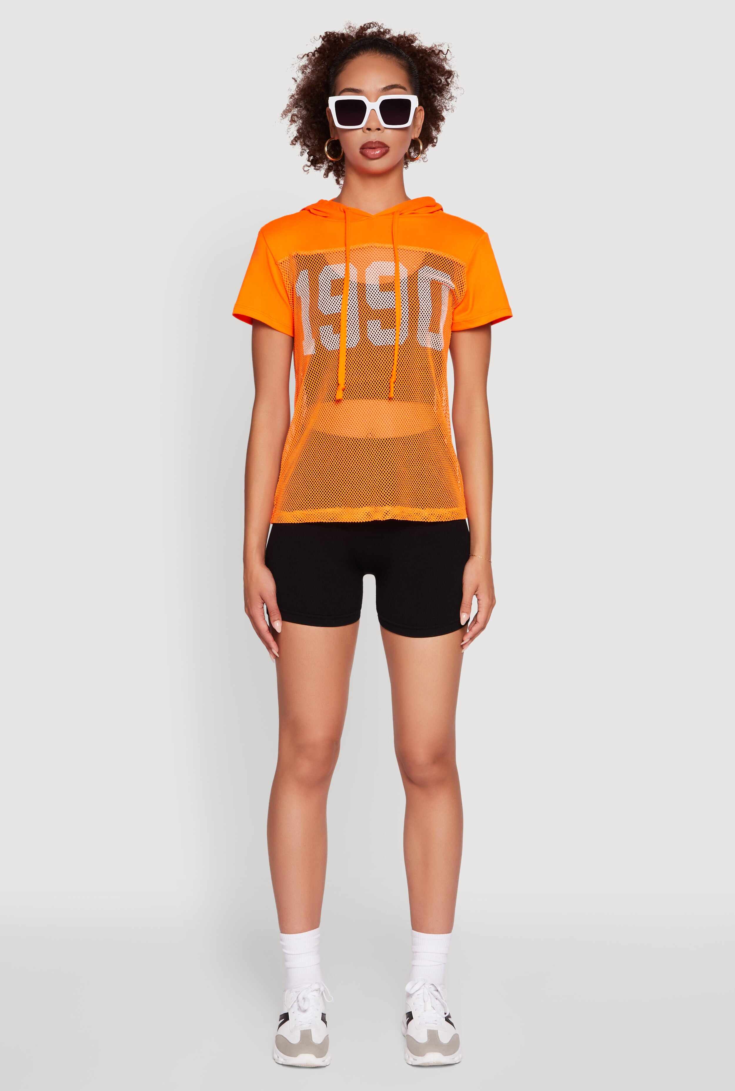 Fishnet 1990 Graphic Hooded Short Sleeve Top