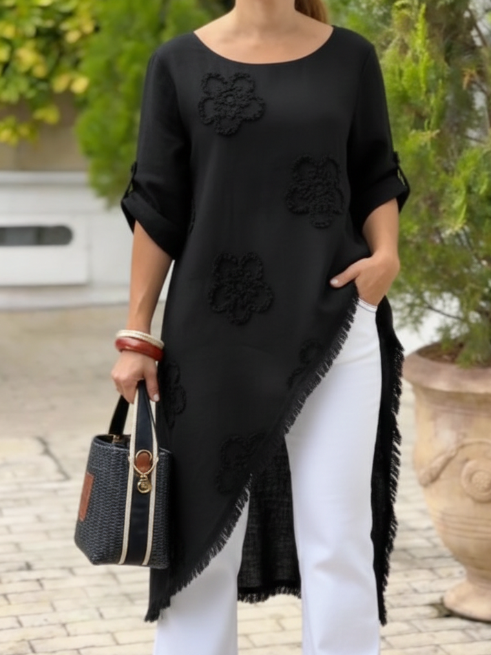 🔥Summer Arrivals🌟Floral Embroidered Loose-fitting Cotton Shirt Blouse