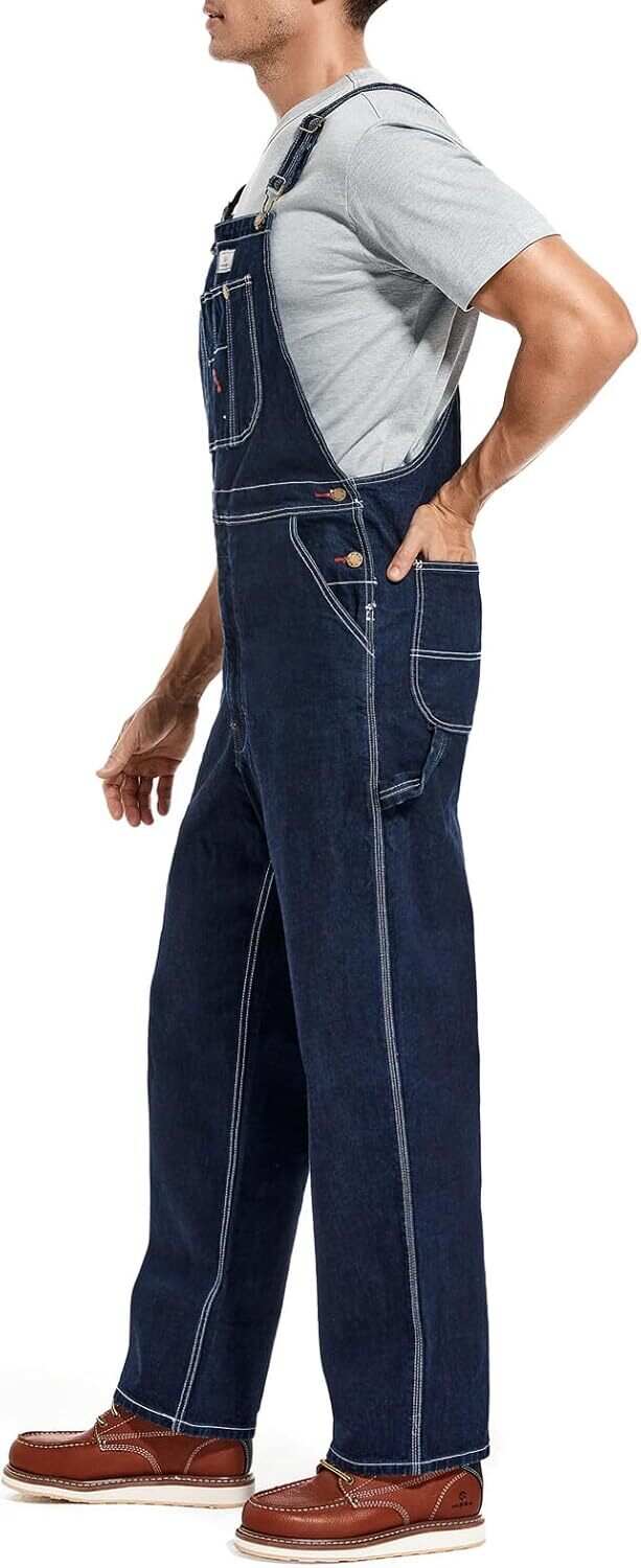 🔥Flash Sale🔥Men's Denim Bib Overalls, Workwear with Adjustable Straps and Convenient Tool Pockets