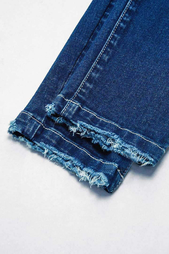 Wash Raw Hem High Rise Stretchy Skinny Jeans