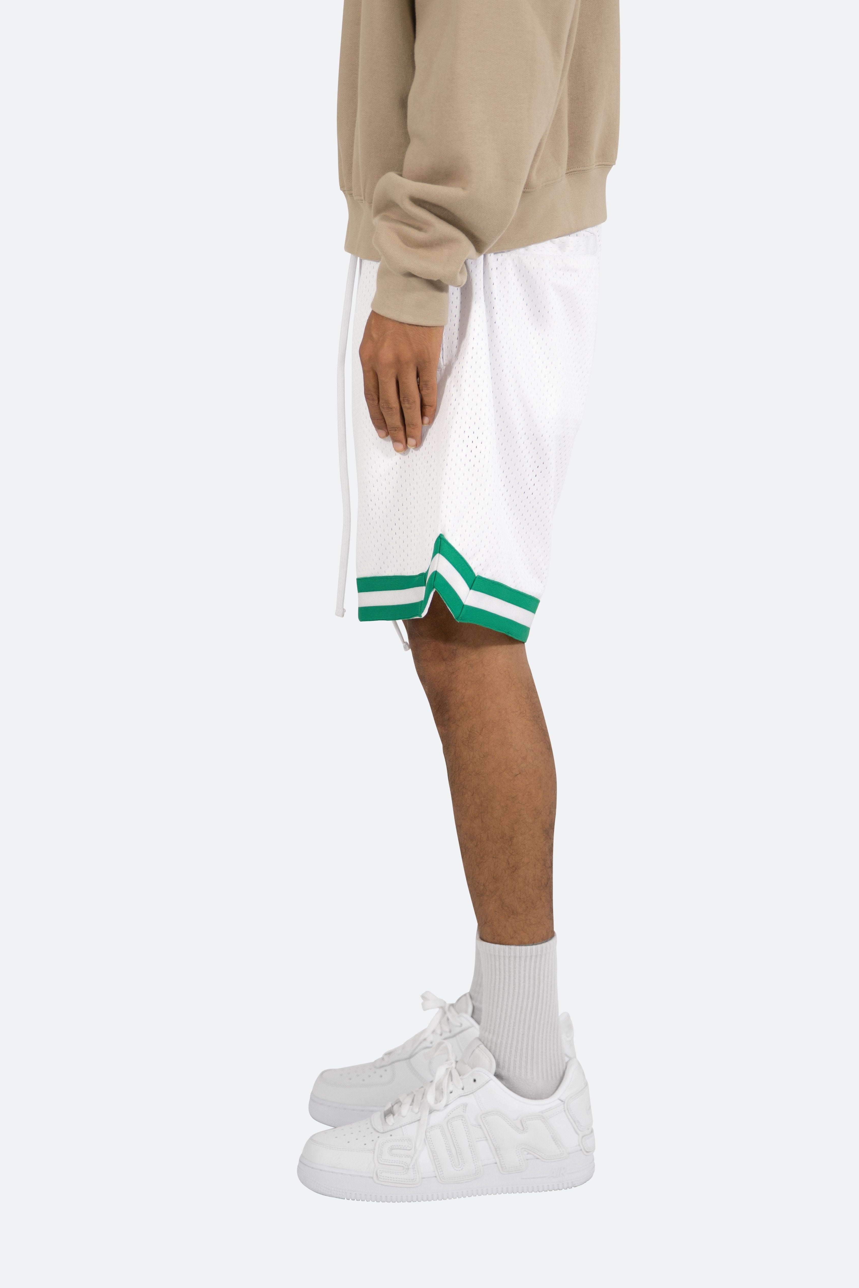 Basic Basketball Shorts - White/Green