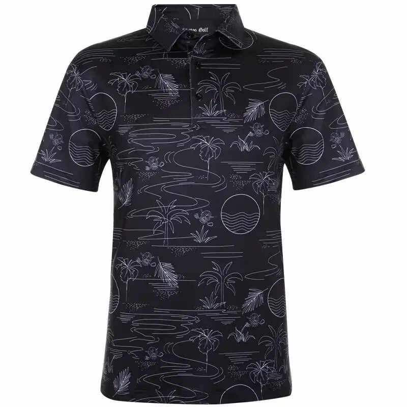 Summertime Cool-Stretch Men's Golf Shirt (Black)