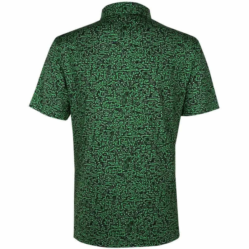 Summertime Cool-Stretch Men's Golf Shirt (Green/Black)