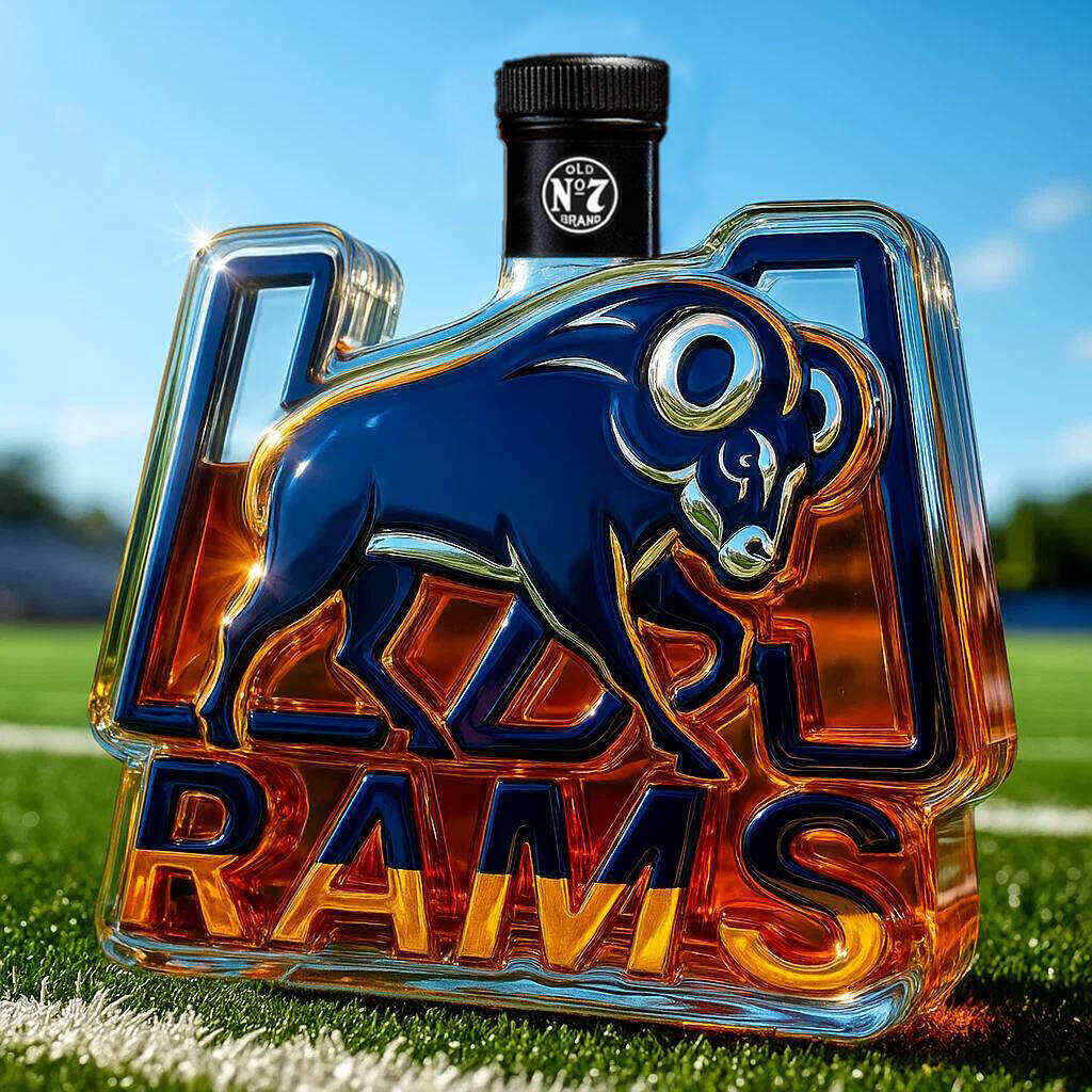 LA Rams Whiskey Bottle