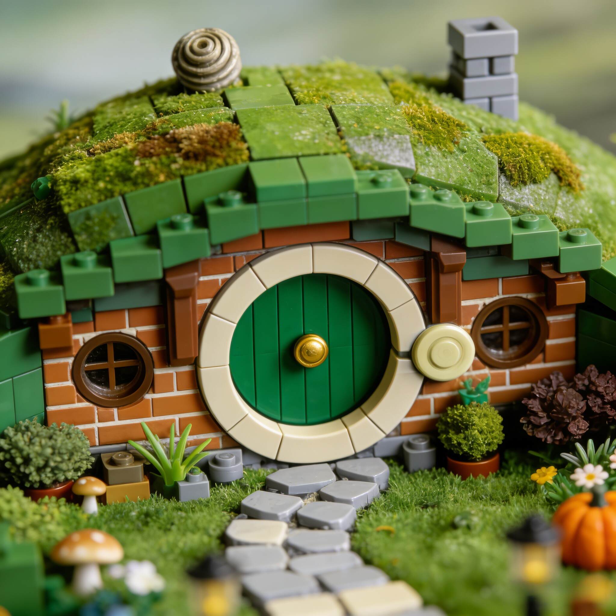 🏡 Hobbit Hillside Home – Brick Diorama Set