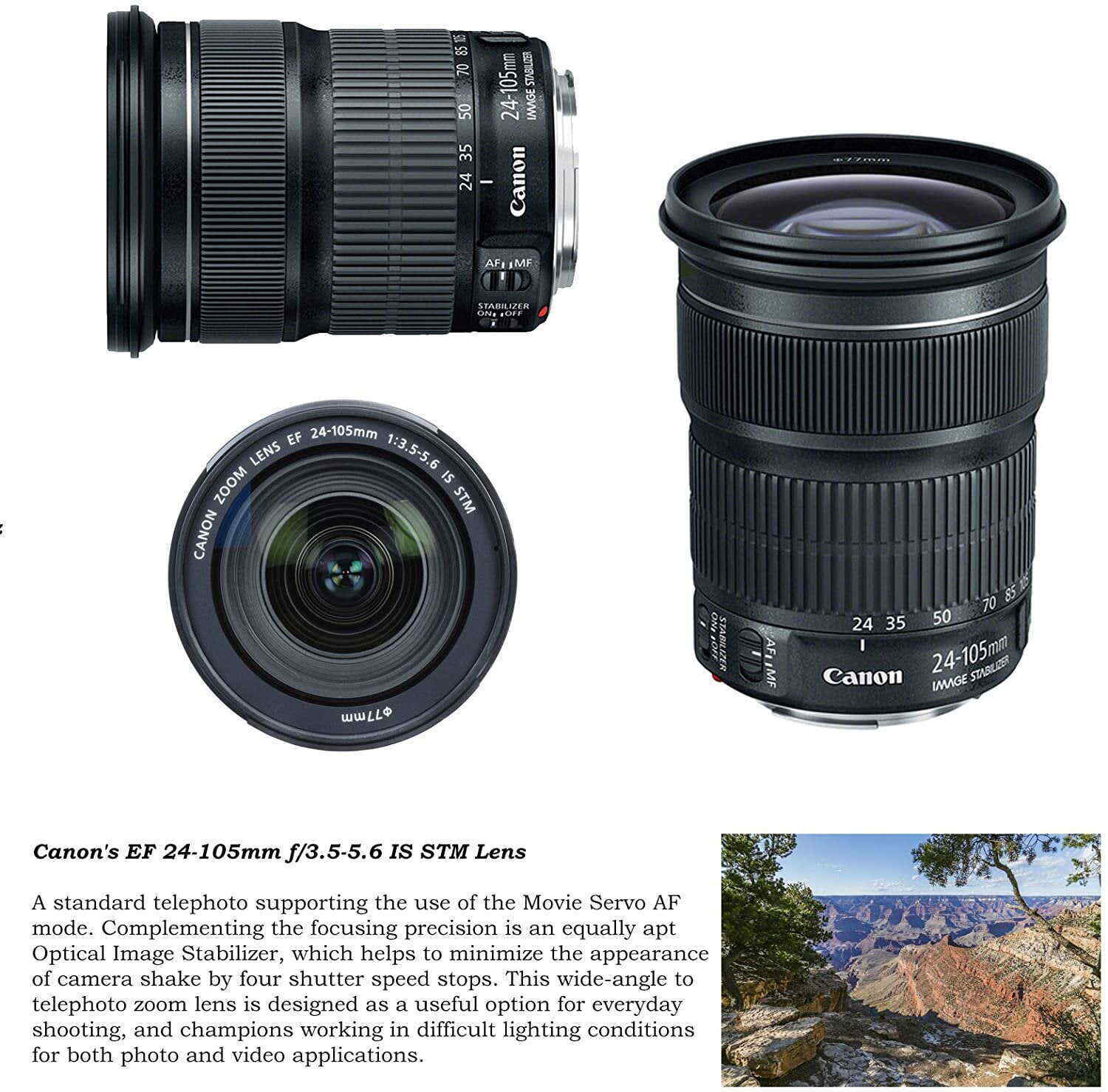 EOS 5D Mark IV DSLR Camera w/ 24-105mm STM Lens Bundle + EF 75-300mm III Lens, 50mm f/1.8 and 500mm Preset Lens + Deluxe Backpack + 64GB Memory + Monopod + Professional Bundle