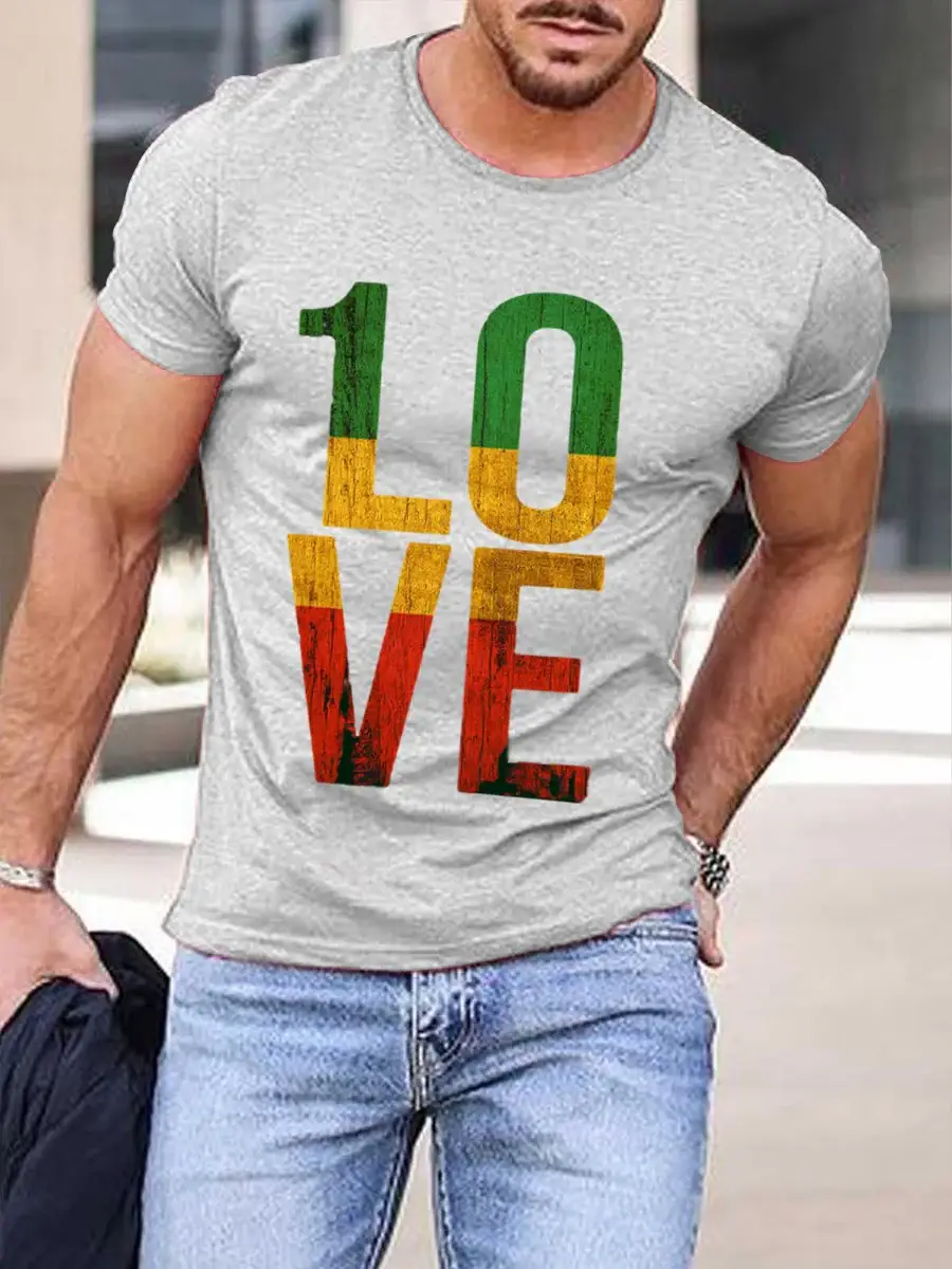 Men's Retro Love  Art Print T-Shirt
