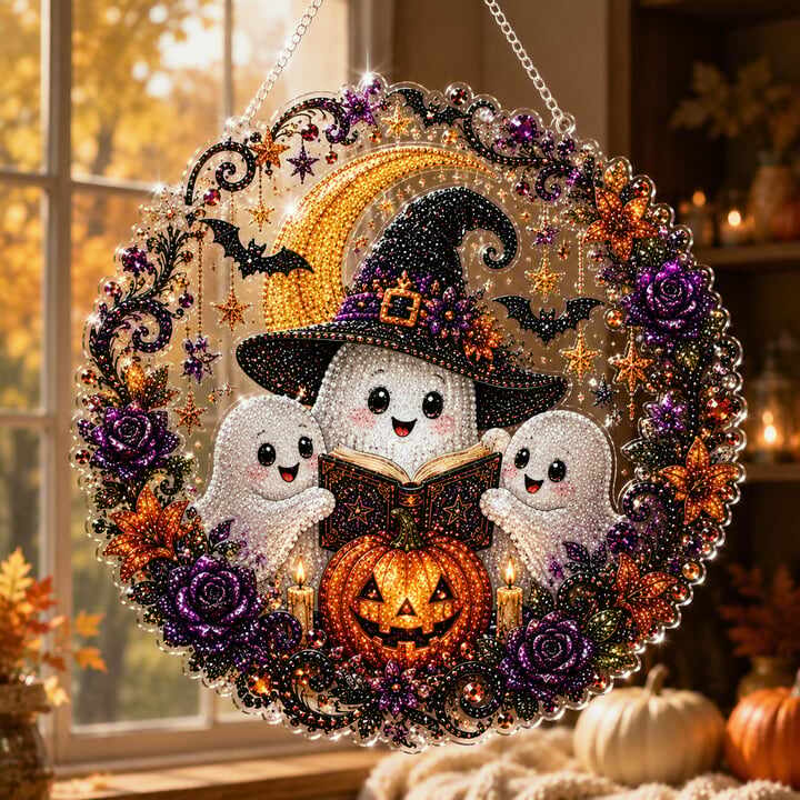 🎃Black Cat Moon Diamond Art Hanging Ornament Kit – Relaxing DIY Halloween Craft 🎃💎