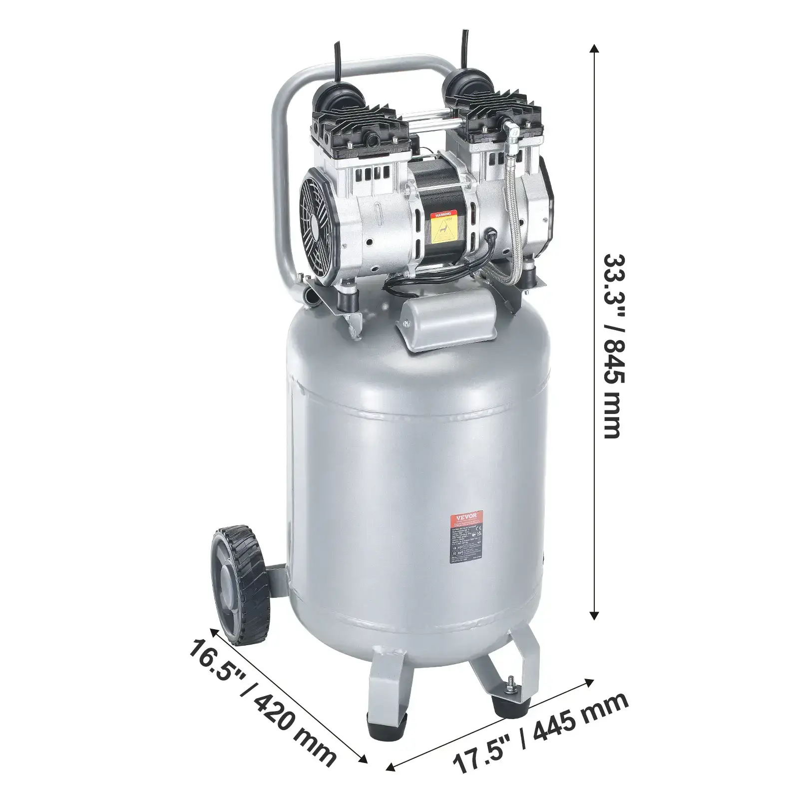13 Gallon Air Compressor,, 2HP 4.6 SCFM@90PSI Oil Free Air Compressor Tank, 66dB Ultra-Quiet Compressor for Tire Inflation, Auto Repair, Woodwork Nailing, Spray Painting (125PSI Max Pressure)