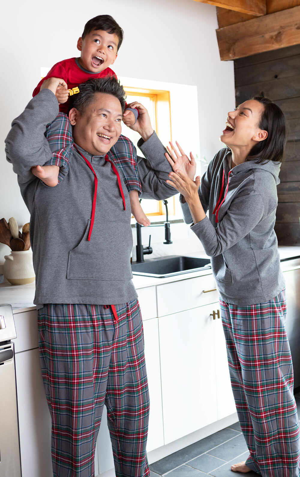 Gray Plaid Matching Family Pajamas