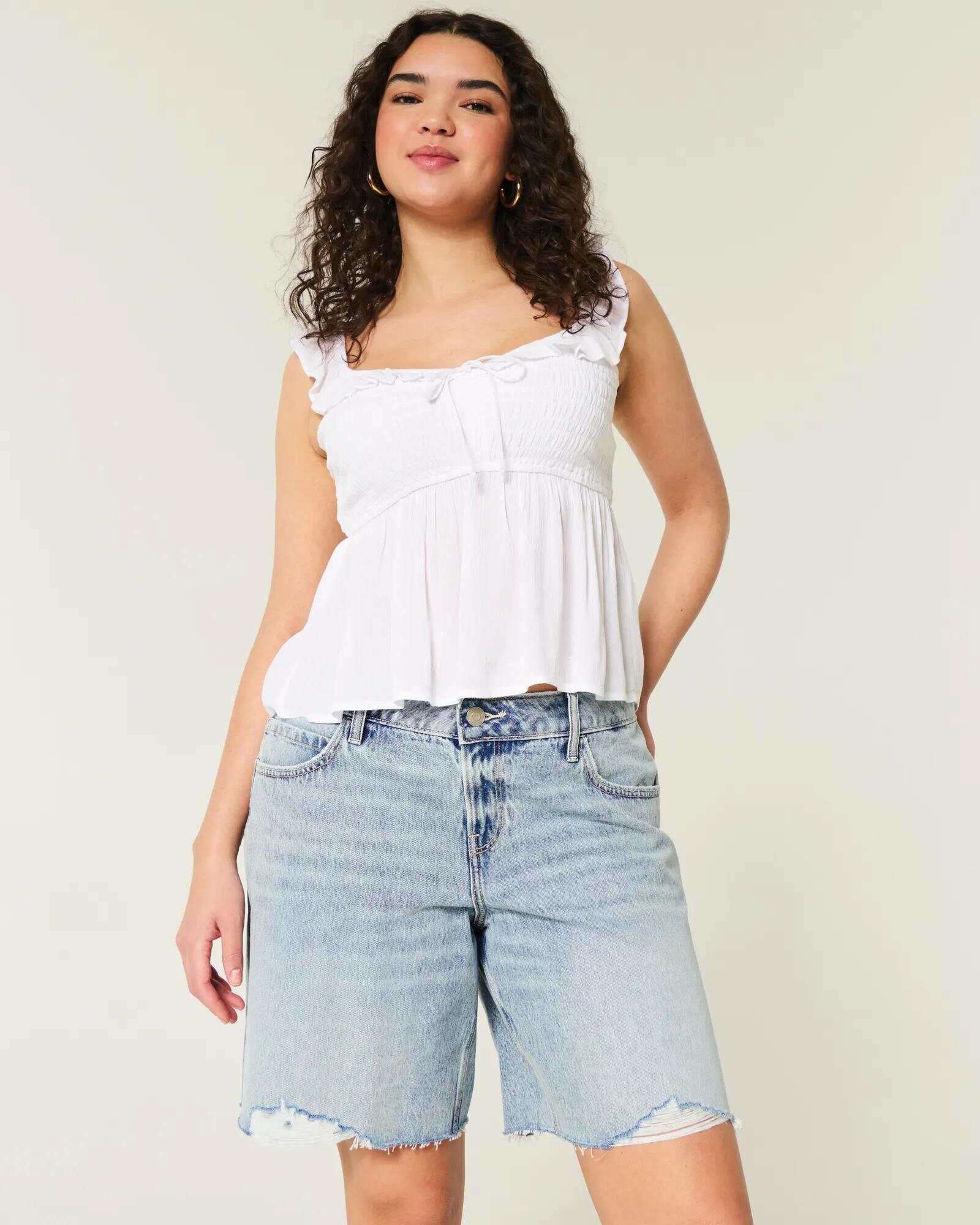 Curvy Low-Rise Washed Black Baggy Jort