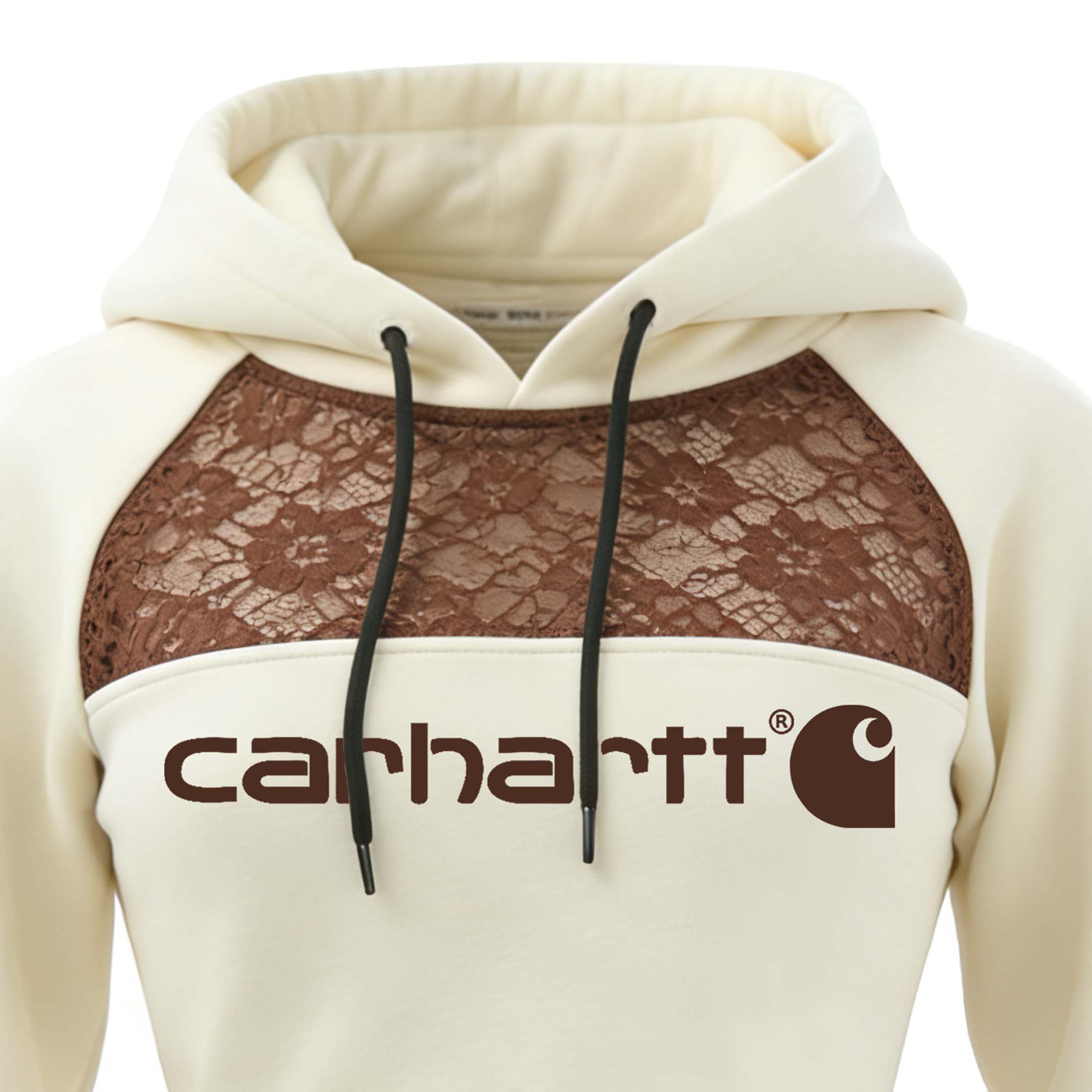 Women's Vintage Beige Patchwork Brown Lace Hoodie