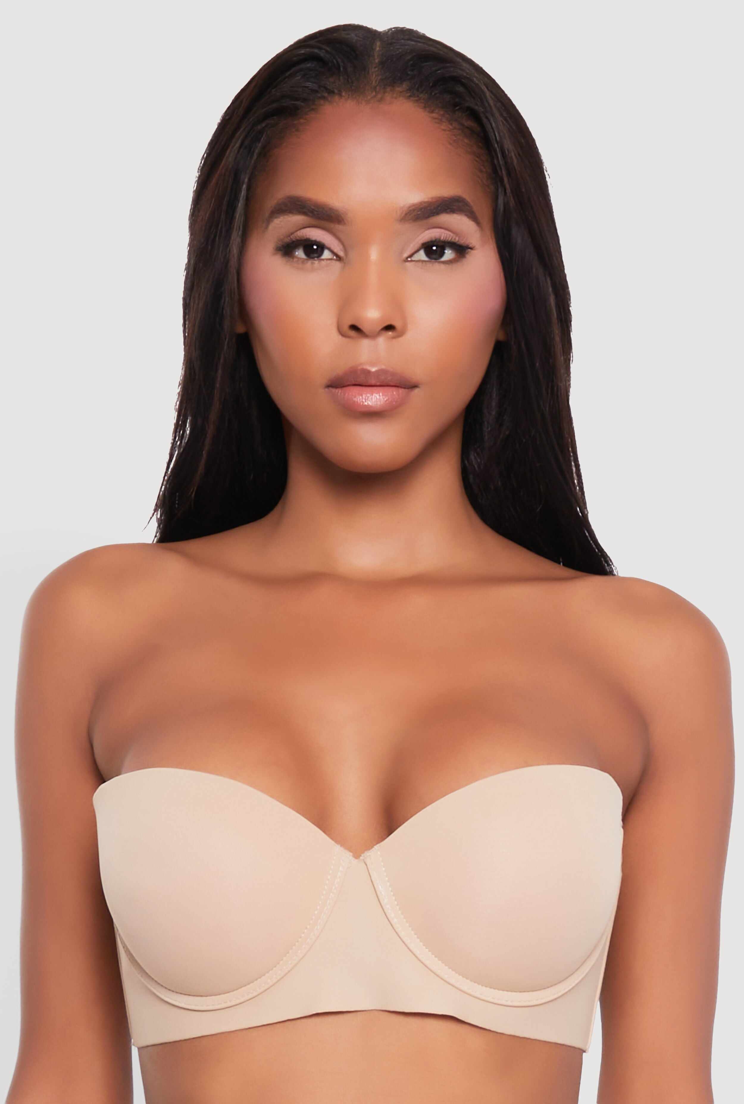 Solid Convertible Padded Push Up Balconette Bra