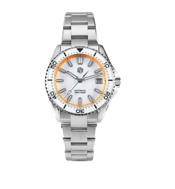 MEN WATCH 18K Yellow Gold White Dial NEW Automatic Mechanical Watch Stainless Steel
