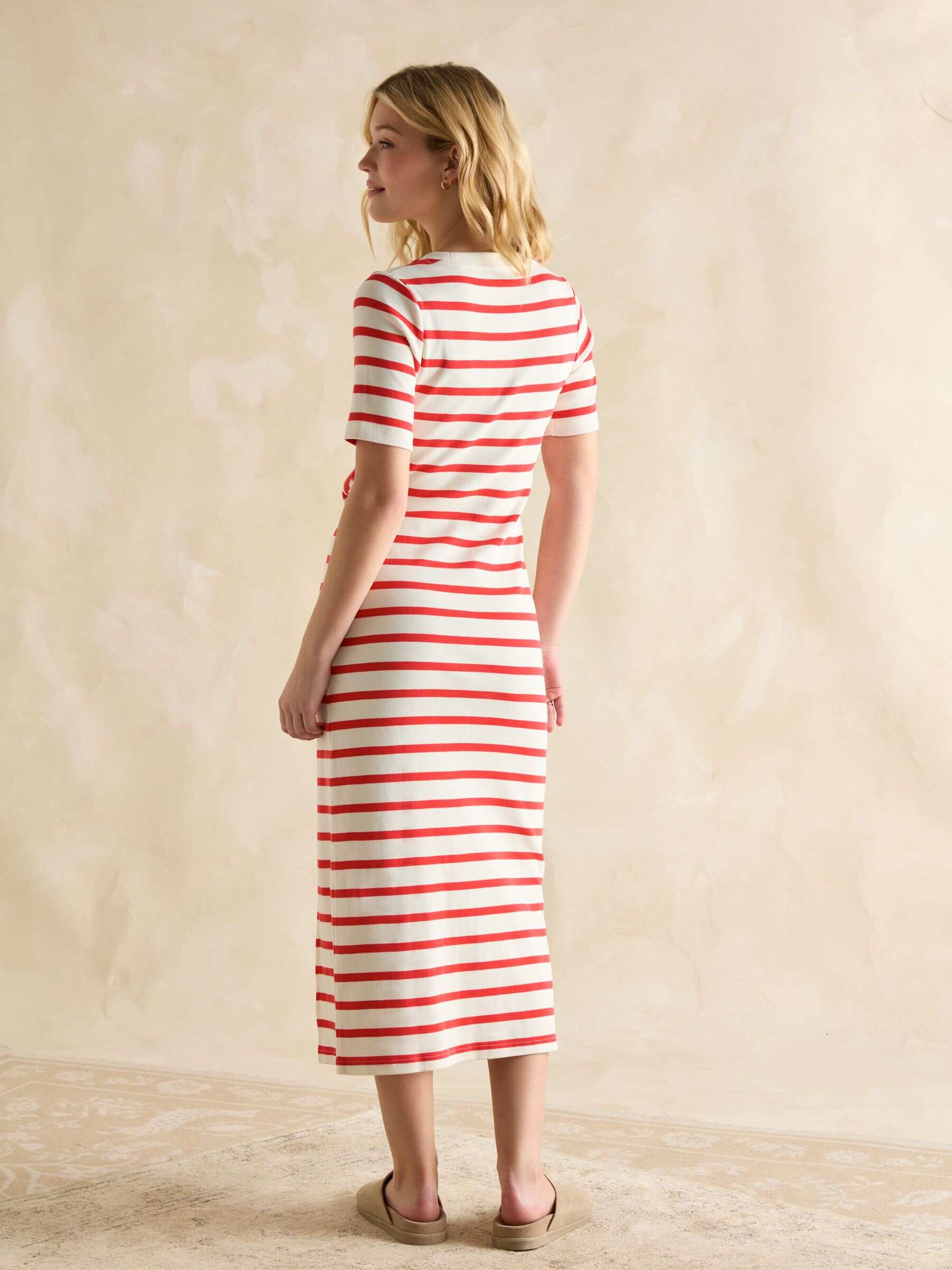 Annabelle Red/White Twist Jersey T-Shirt Dress