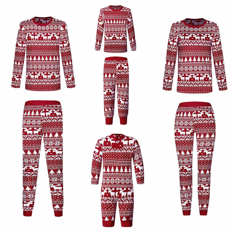Red Xmas Spirit Matching Family Pajamas