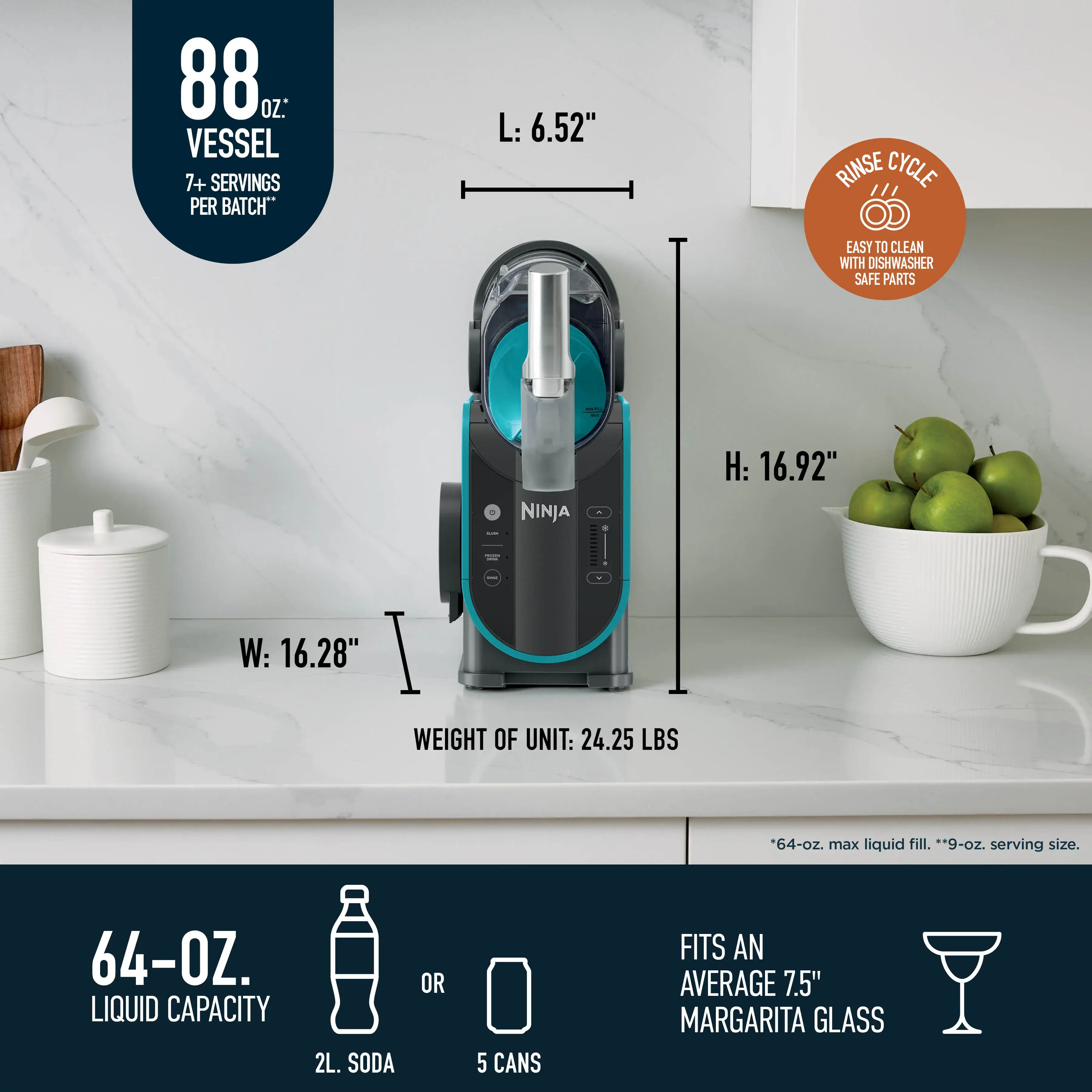 Professional Frozen Drink Maker with RapidChill Technology, 88 oz. Frozen Drink & Slushie Machine, 2 Preset Programs, Frozen Margaritas, and More -  FS299