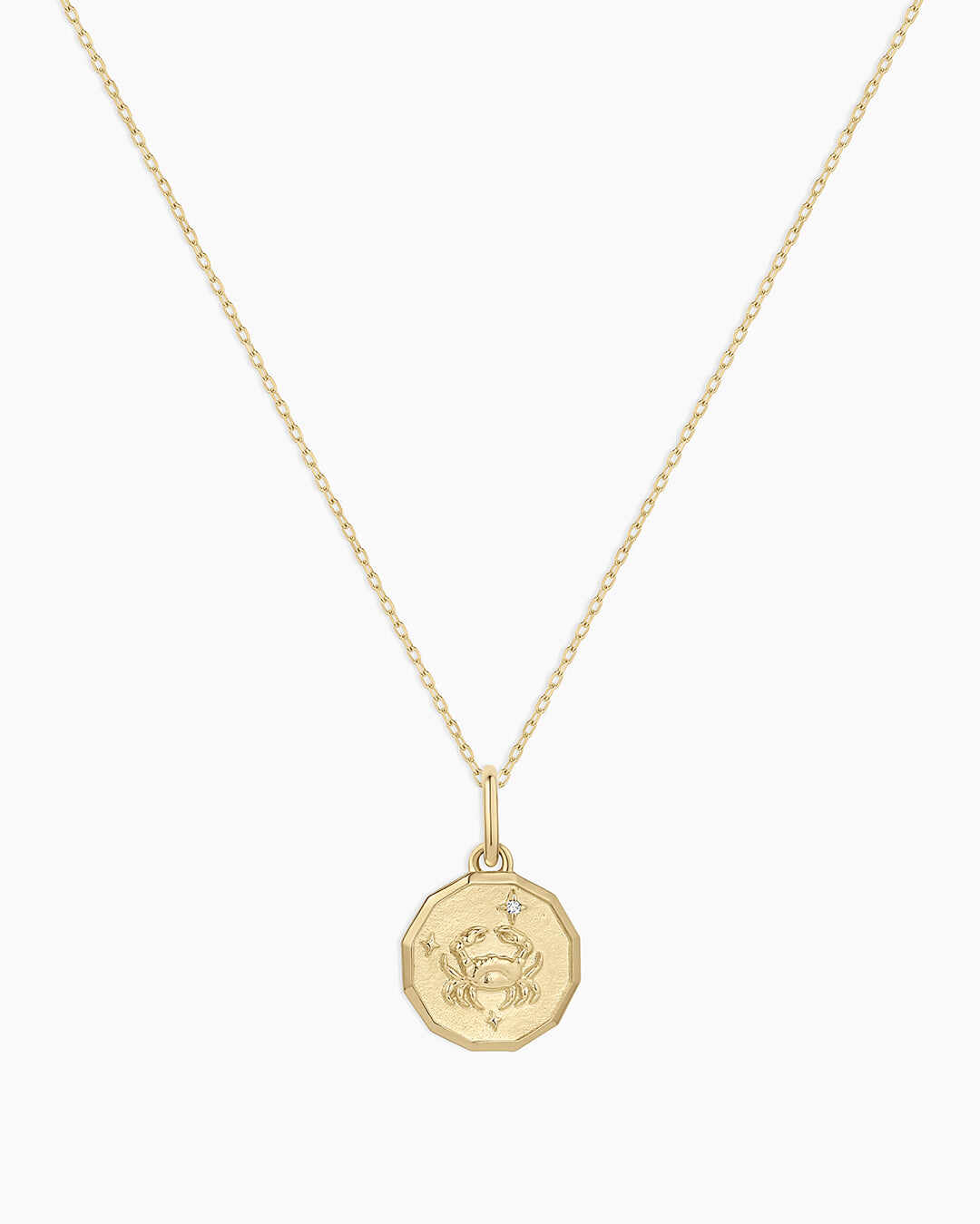 Diamond Zodiac Coin Charm Necklace