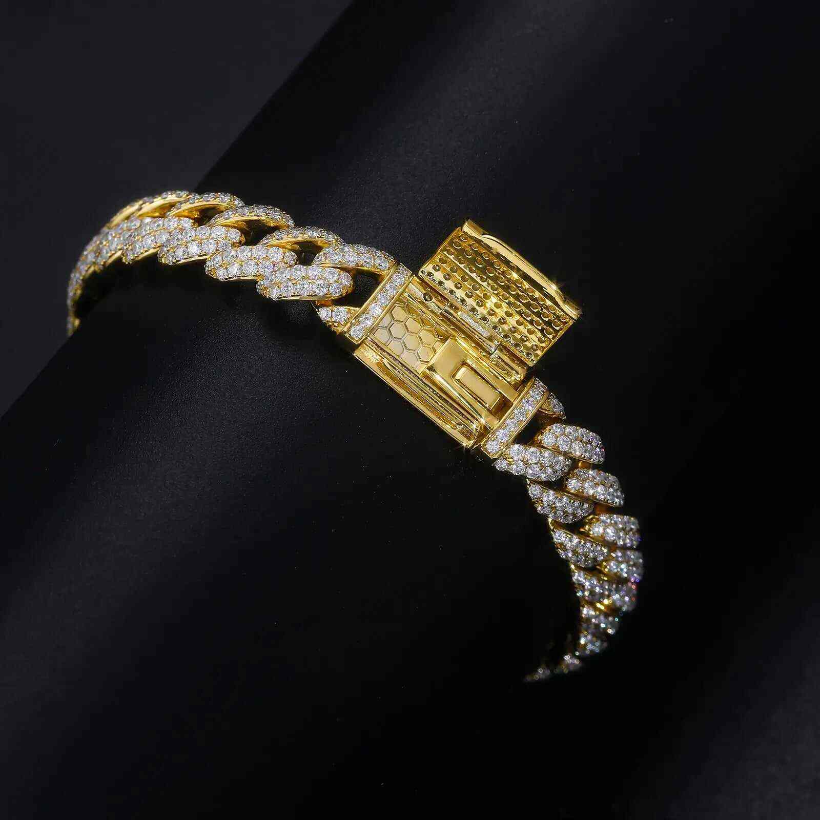 Test10mm S925 2 Row Moissanite Bubble Cuban Link Bracelet