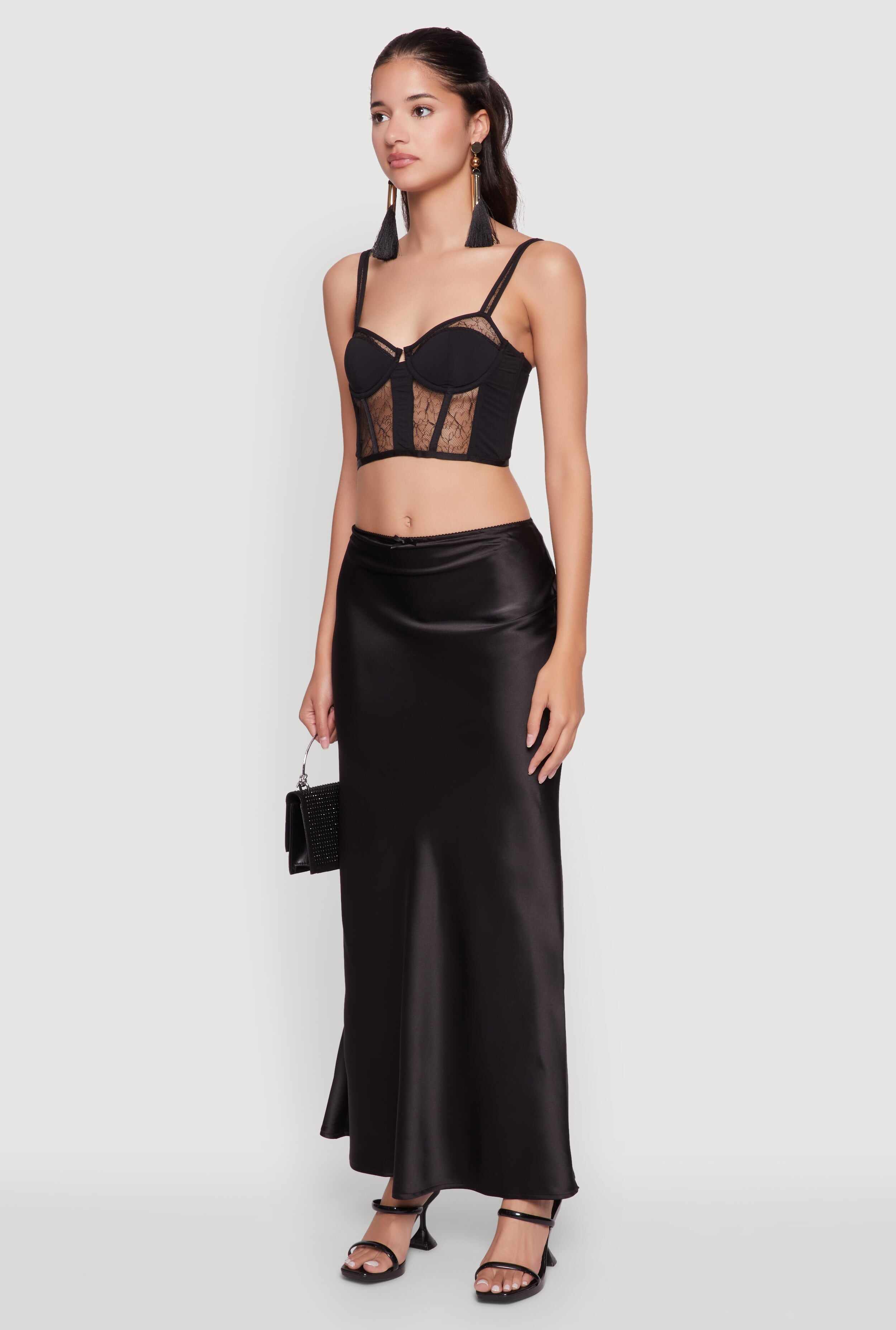 Elegant Lace Detail Cropped Bustier Top