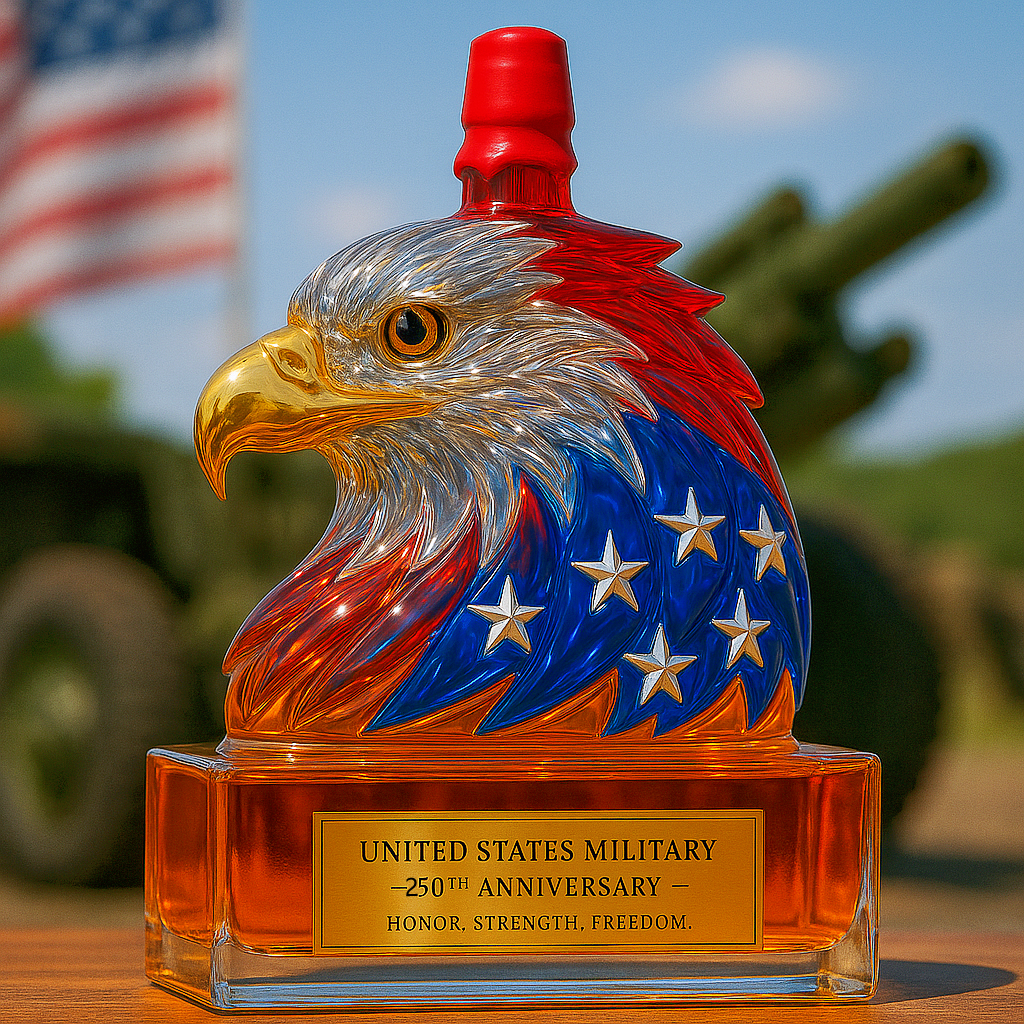Military 250th Anniversary Eagle Whiskey Bottle