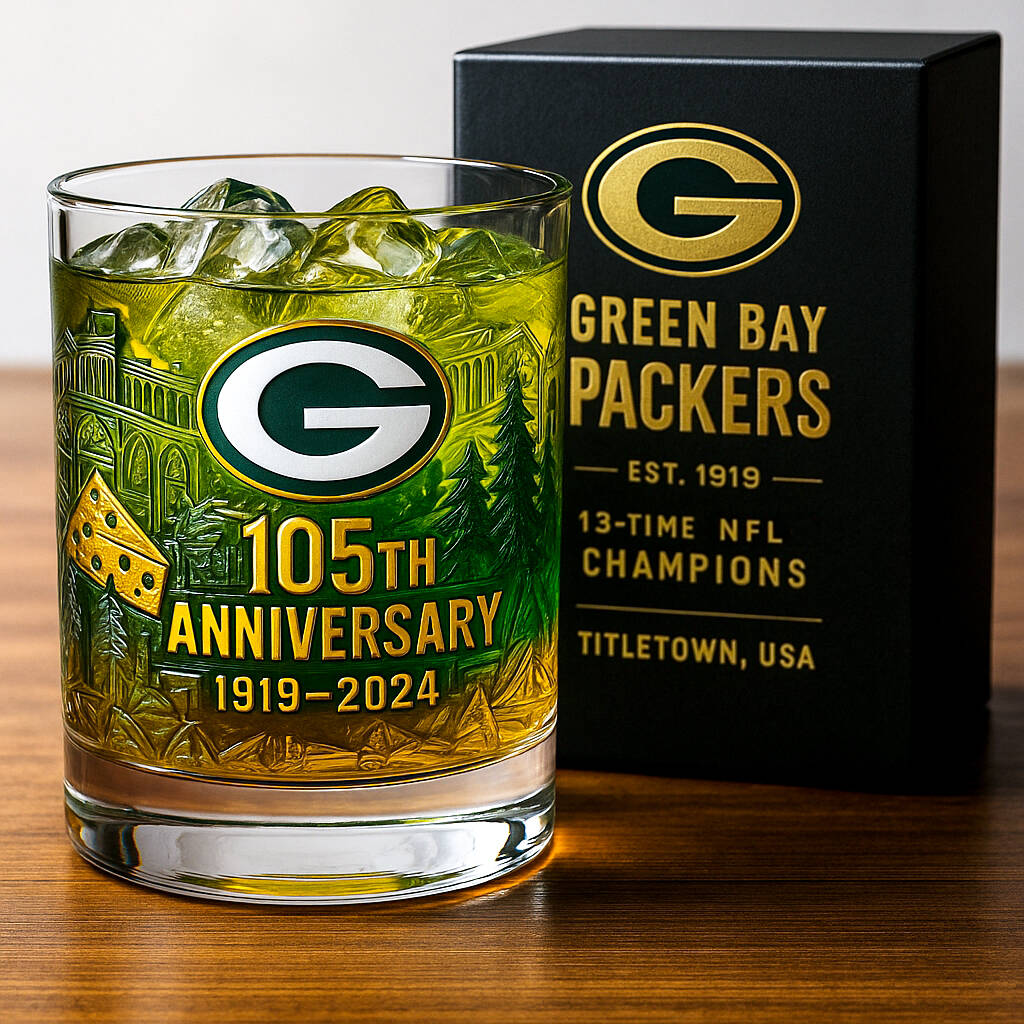 Green Bay Packers 105th Anniversary Whiskey Glass