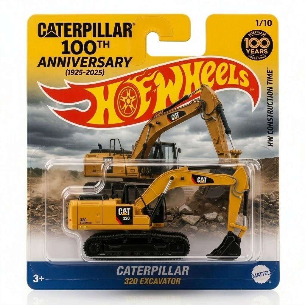 🏗️🔥 Hot Wheels Caterpillar 100th Anniversary 320 Excavator