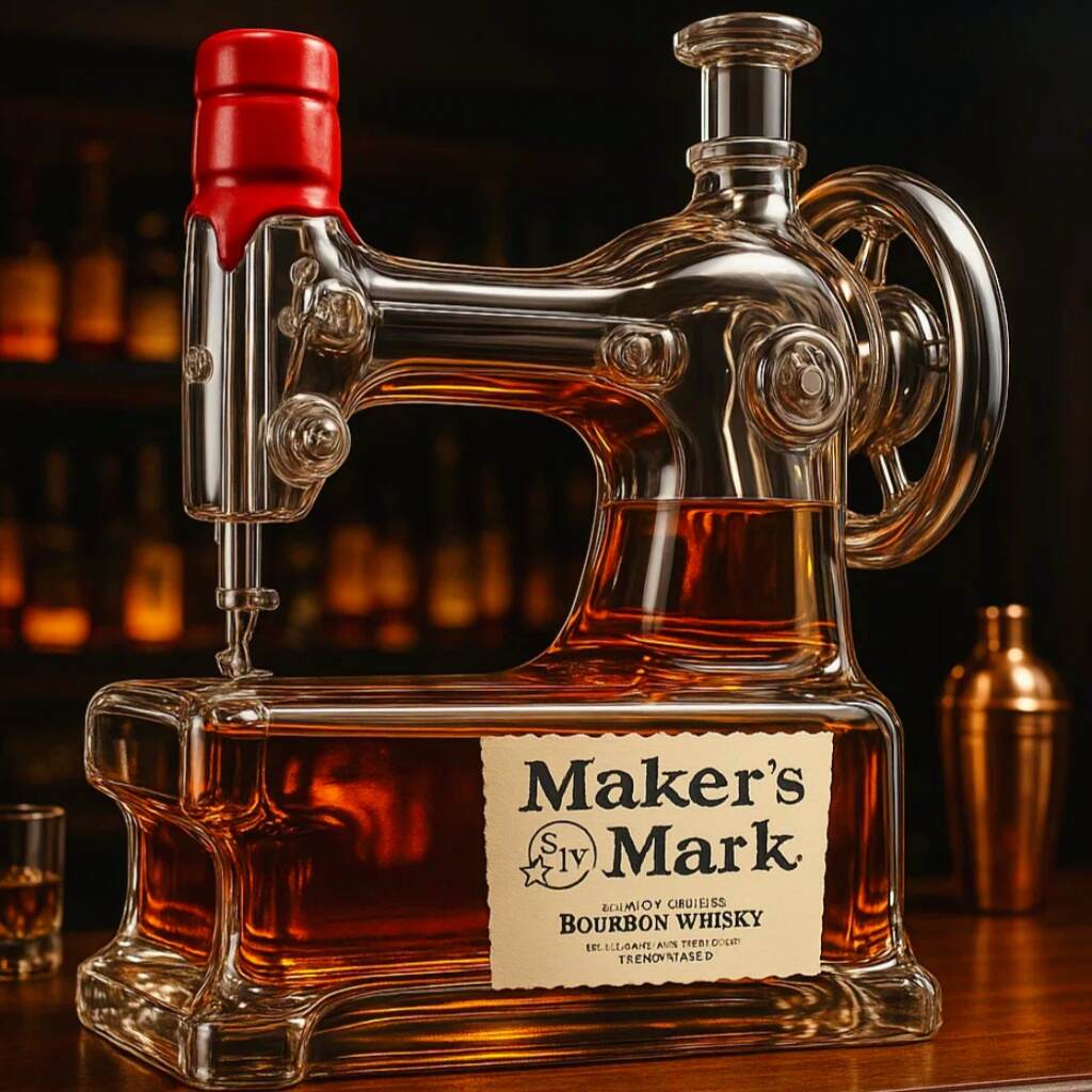 Sewing Machine Whiskey Bottle