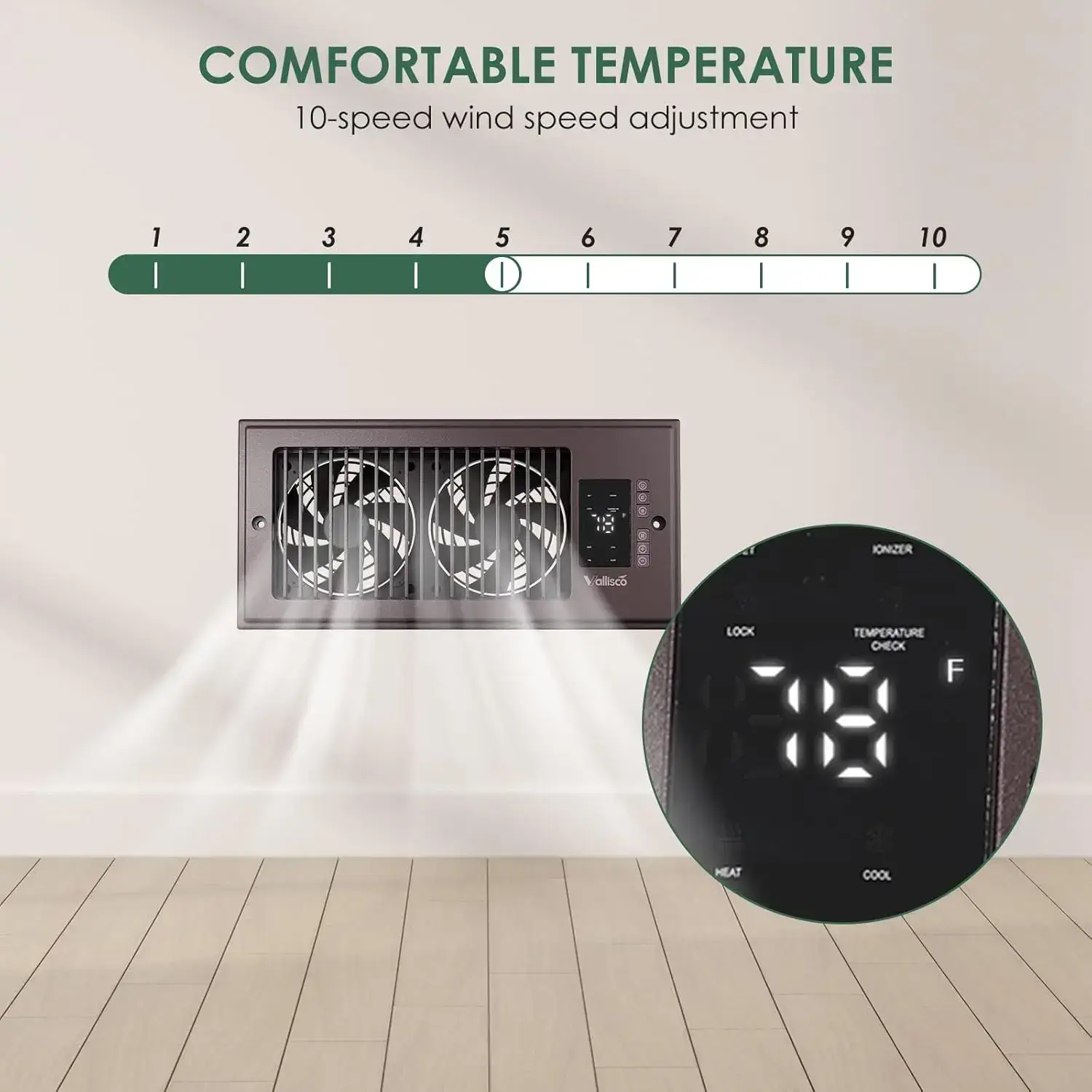 Register Booster Fan for 4” x 10” Vents - 10-Speed Remote Control