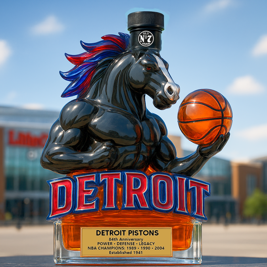Detroit Pistons Whiskey Bottle