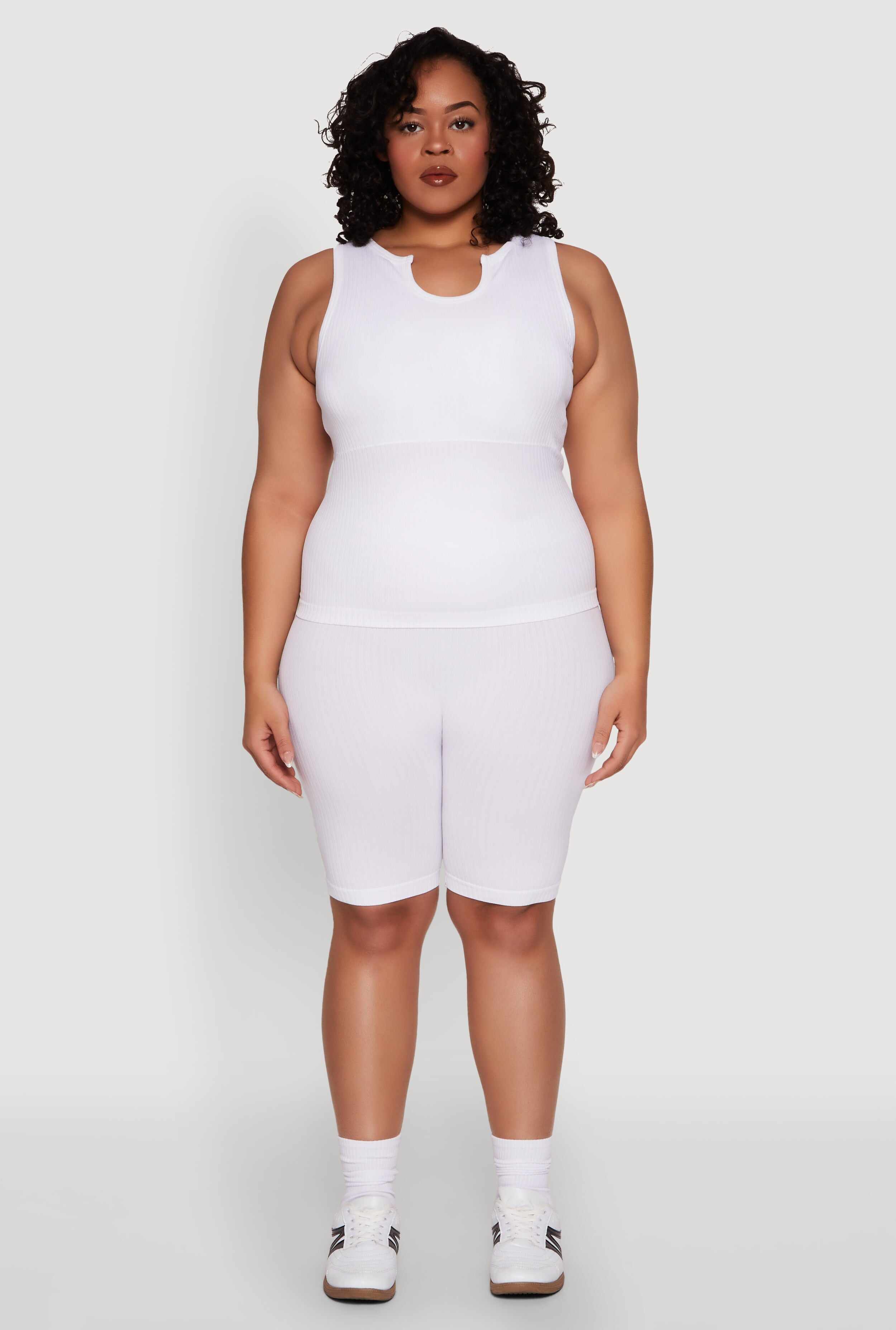 Plus Size Seamless Rib Knit Biker Shorts