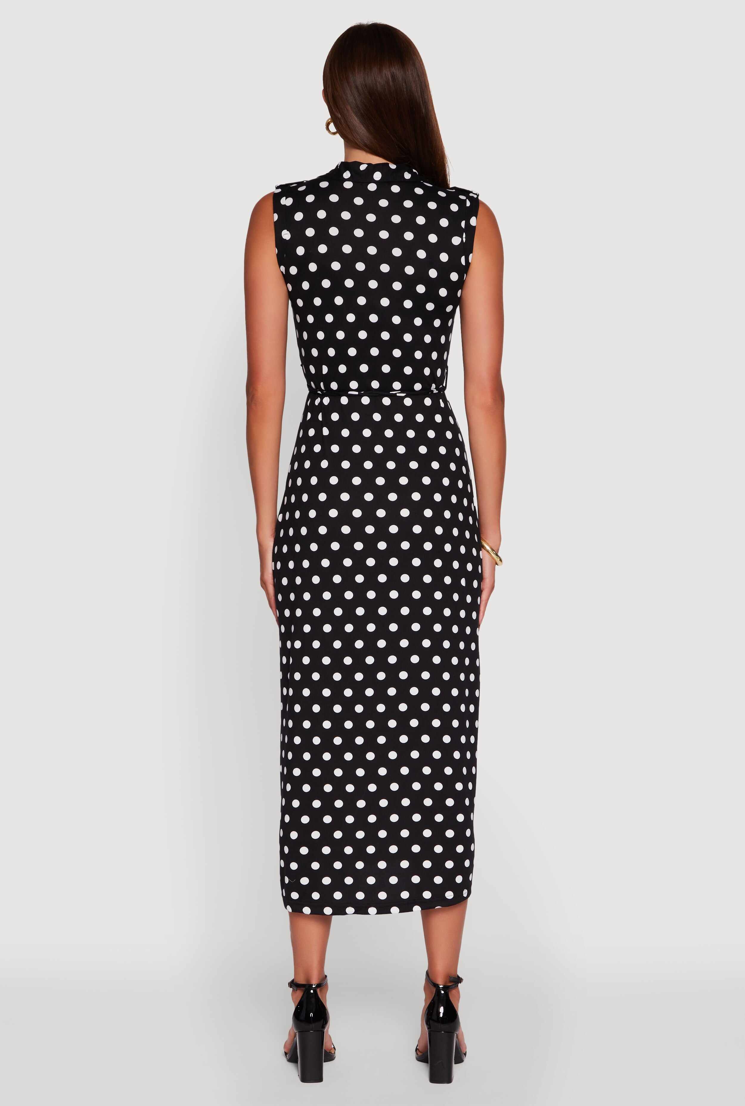 Patterned Button Front Sleeveless Maxi Shirt Dress