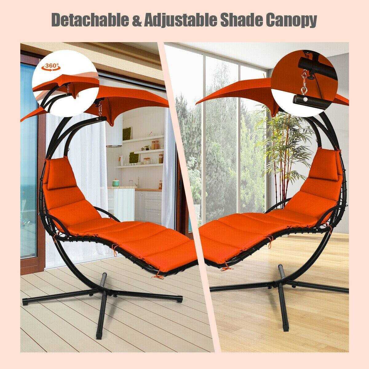 Hanging Chaise Lounge Hammock Outdoor Lounge Chair Swing Chair with Pillow