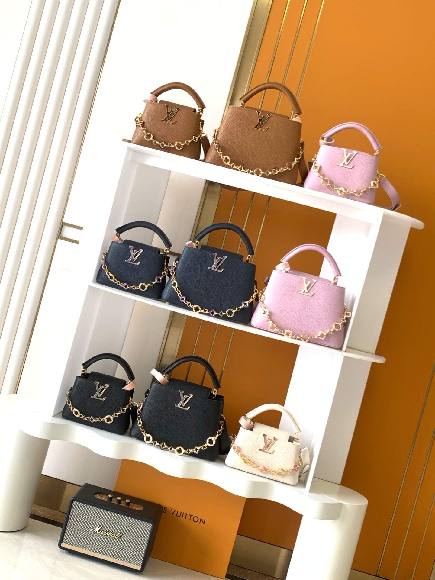 LV Capusines BB handbag shoulder bag with chain