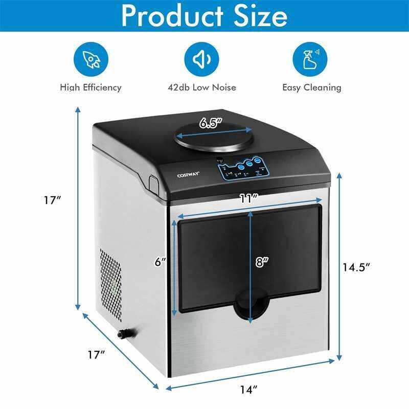 48LBS/24H 2-in-1 Stainless Steel Countertop Ice Maker Built-in Water Dispenser with Chilled Water Spout 5LBS Ice Storage Basket