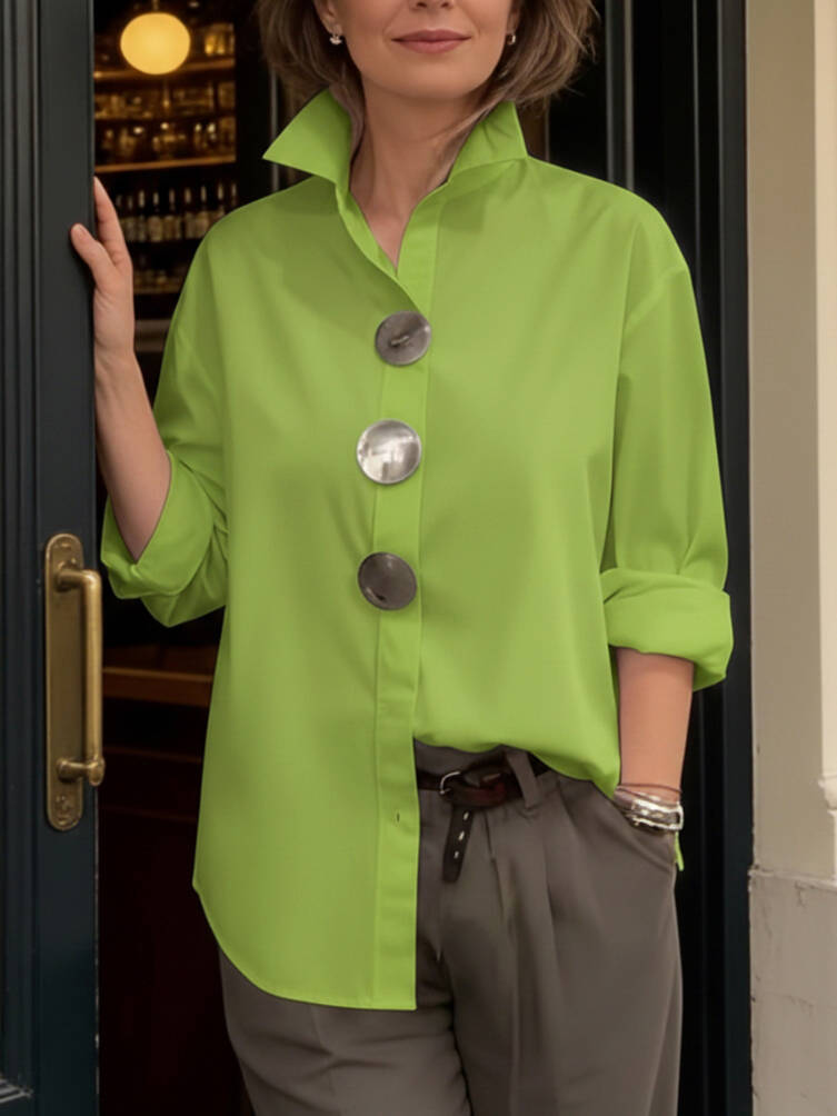 🔥Summer Arrivals🌟Elegant Stand-collar Metal Buttons Cotton Linen Blouse
