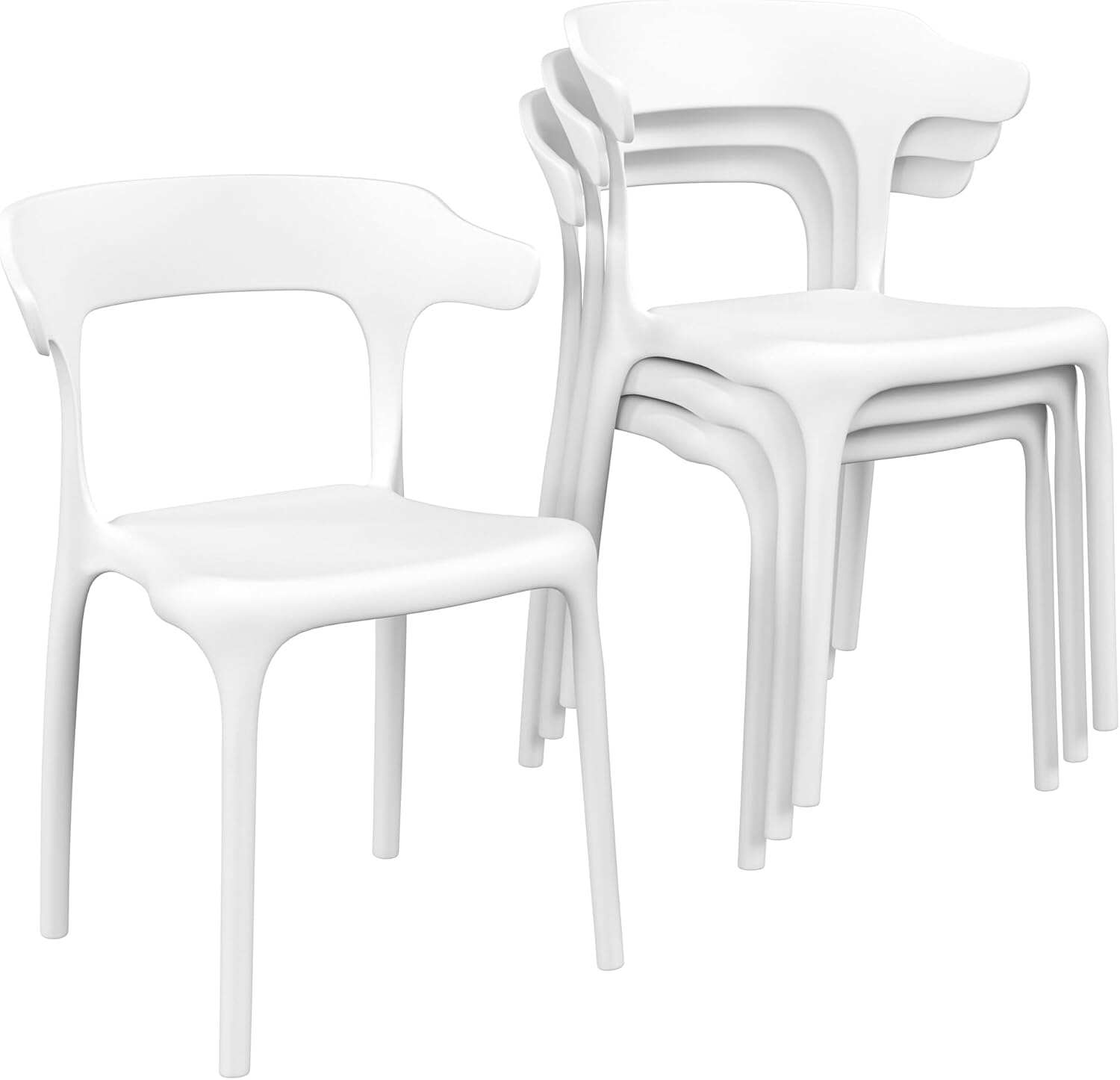 VECELO 4 Pack Plastic Stacking Chairs