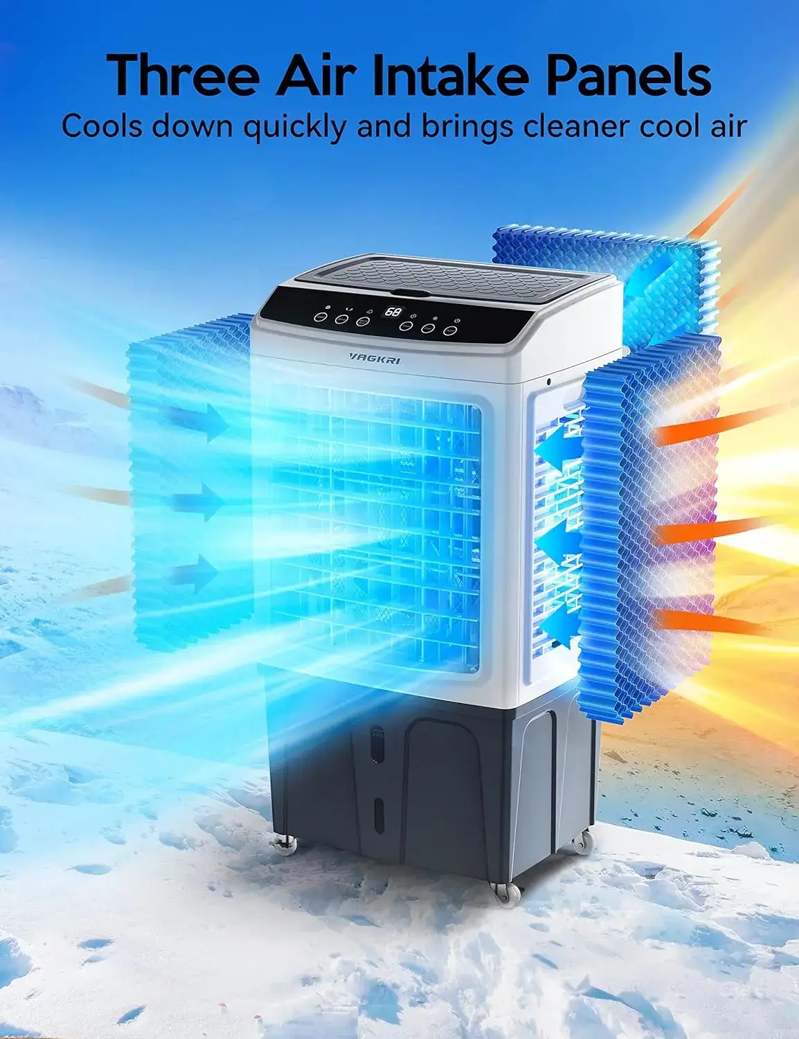 Evaporative Air Cooler,  2100-3000CFM Swamp Cooler, 120°Oscillation Air Cooler with Remote Control, 24H Timer, 3 Modes & Wind Speeds for Outdoor Indoor Use, 9.2Gallon-12Gallon