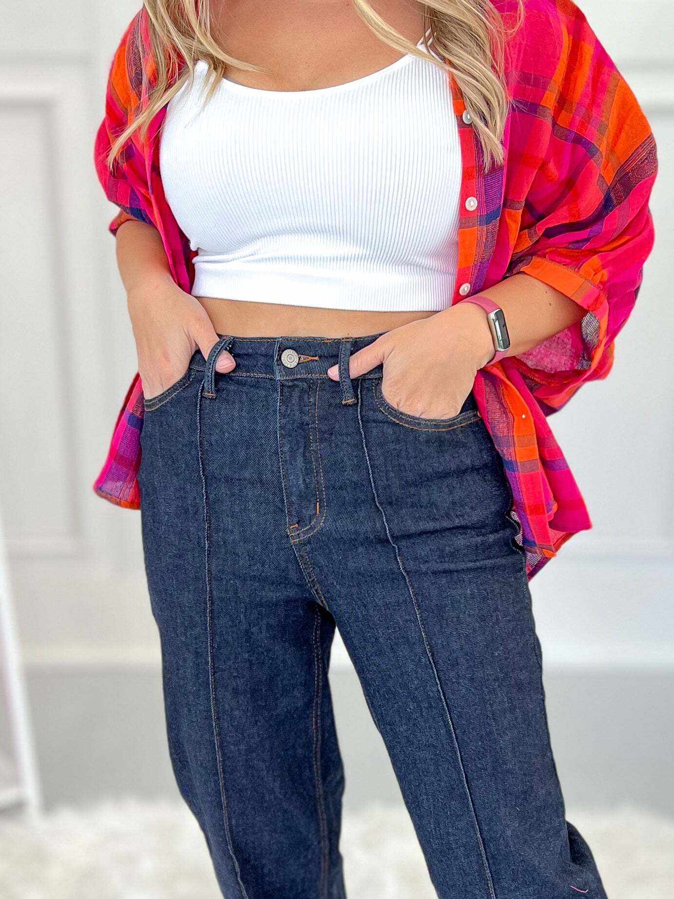 Christmas Front Seam & Dart Detail Wide Leg Jeans - Final Sale