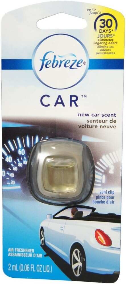 Febreze Car Air Fresheners, New Car Scent, Odor Eliminator for Strong Odors Car Vent Clips (2 Count)