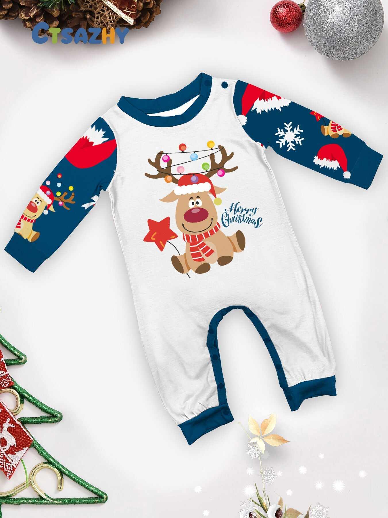 Christmas Fawn Printed Family Matching Christmas Pajamas Sets
