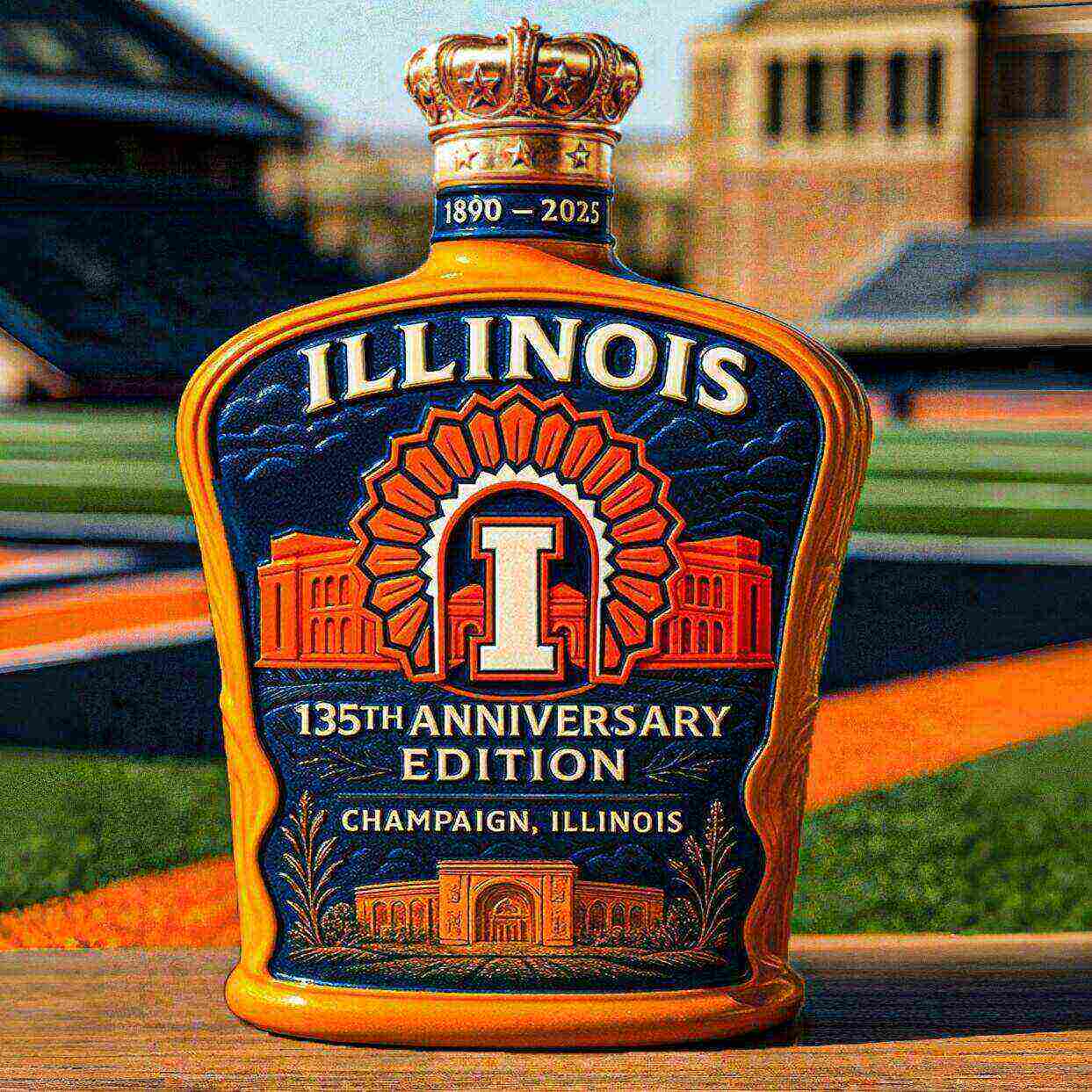 Illinois 135th Anniversary Whiskey Bottle