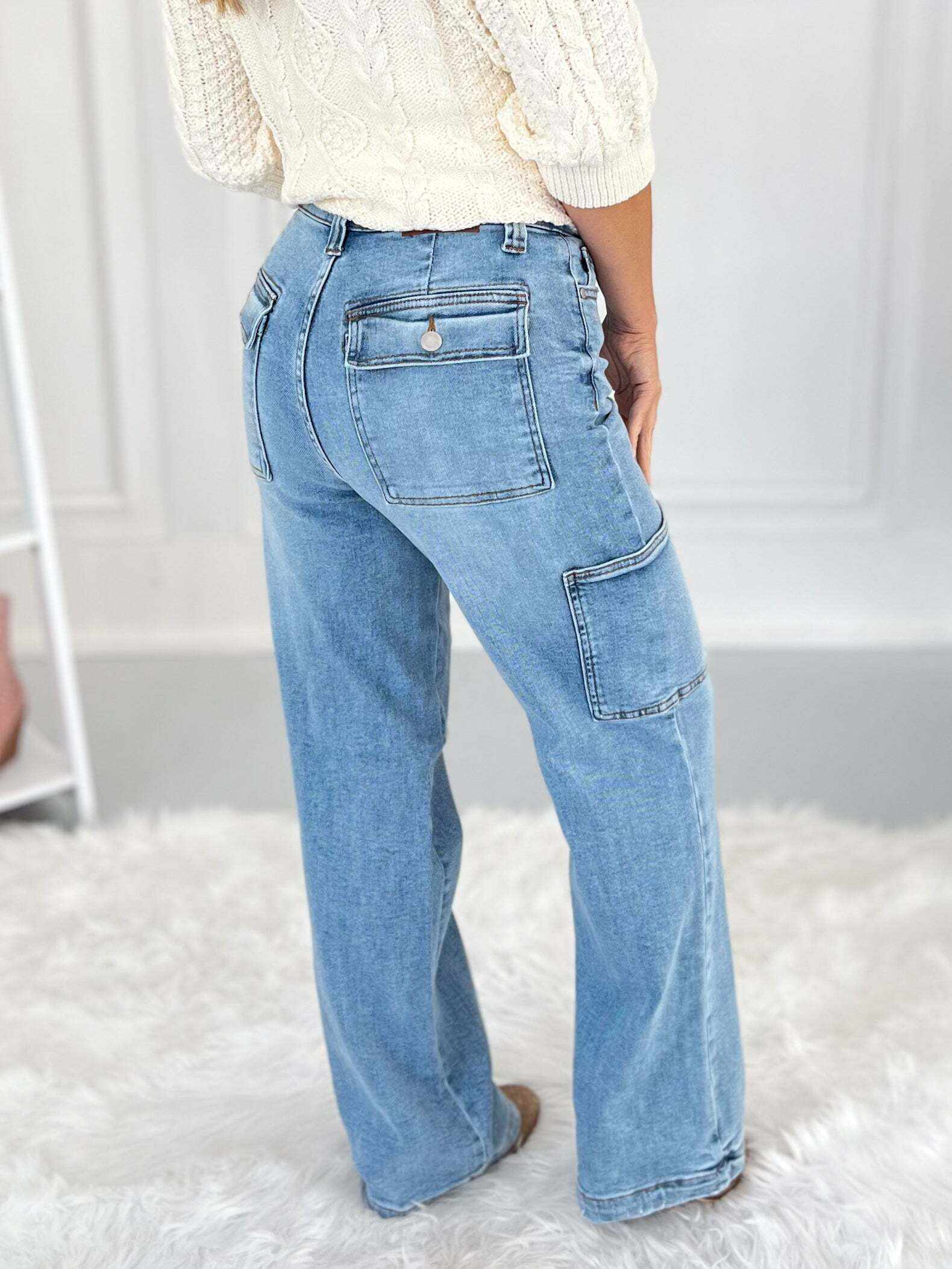 Christmas - Cargo Wide Leg Jeans- Final Sale